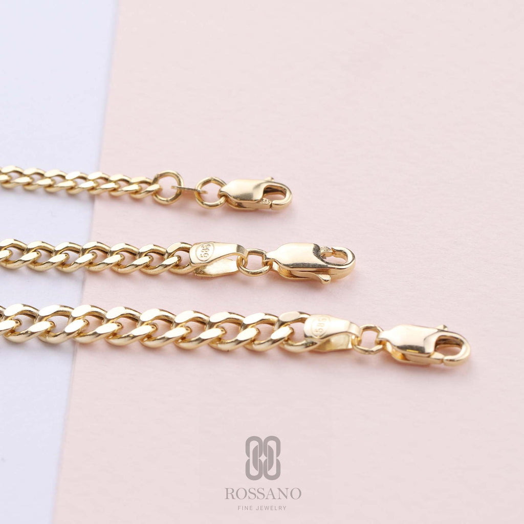 14K Gold Cuban Bracelet, Solid Gold Miami Cuban Link 2mm 3mm 4mm, Unisex Curb Chain Bracelet, Bold Layering Jewelry, Gift for Her & Him