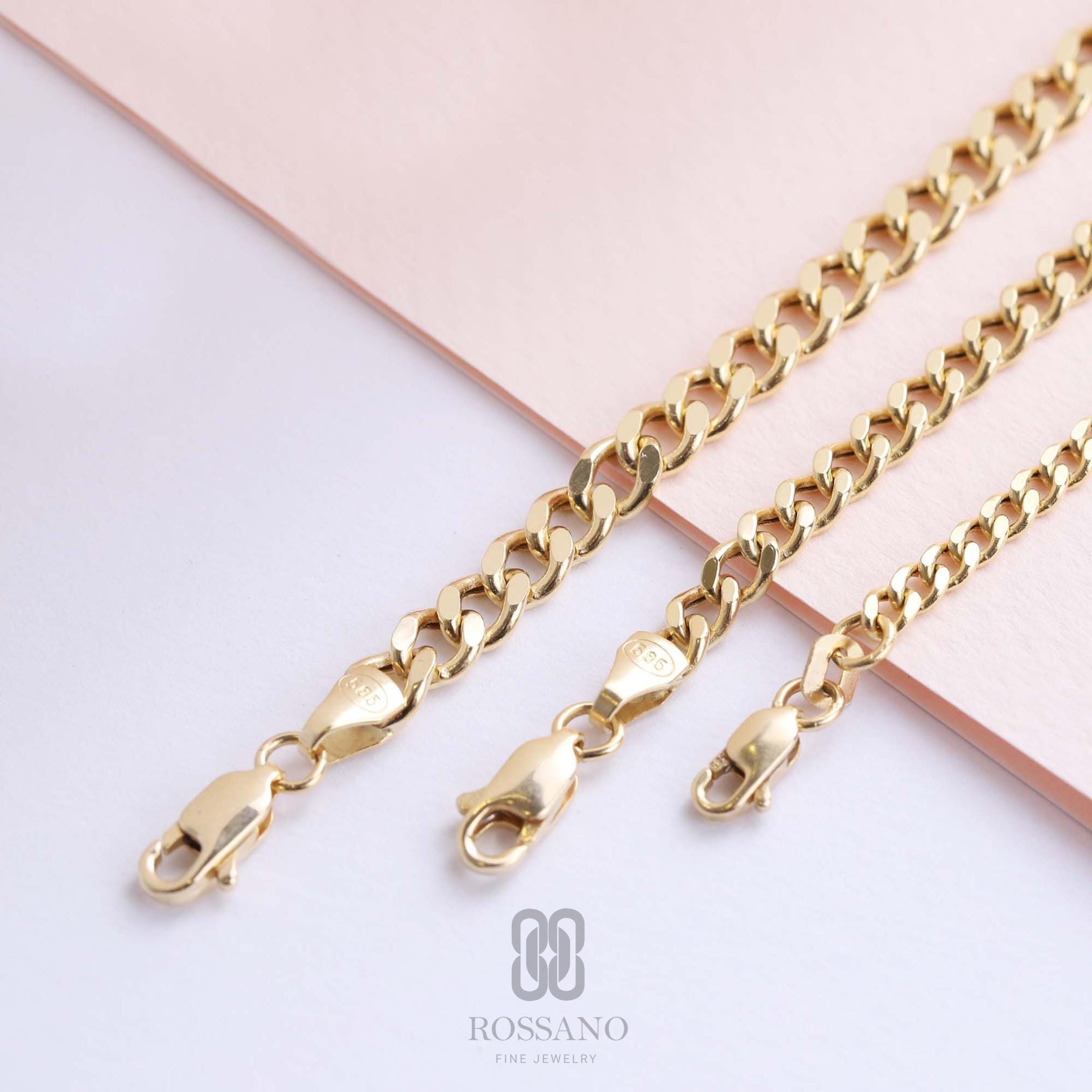14K Gold Cuban Bracelet, Solid Gold Miami Cuban Link 2mm 3mm 4mm, Unisex Curb Chain Bracelet, Bold Layering Jewelry, Gift for Her & Him