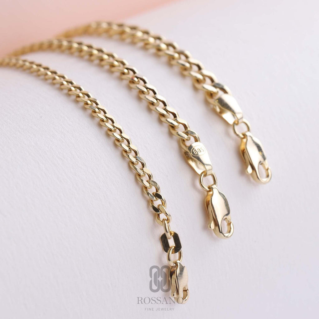 14K Gold Miami Cuban Link Necklace, 2mm–5mm Solid Cuban Chain, Real Gold Choker, Men’s & Women’s Gold Chain, Unisex Gift Jewelry