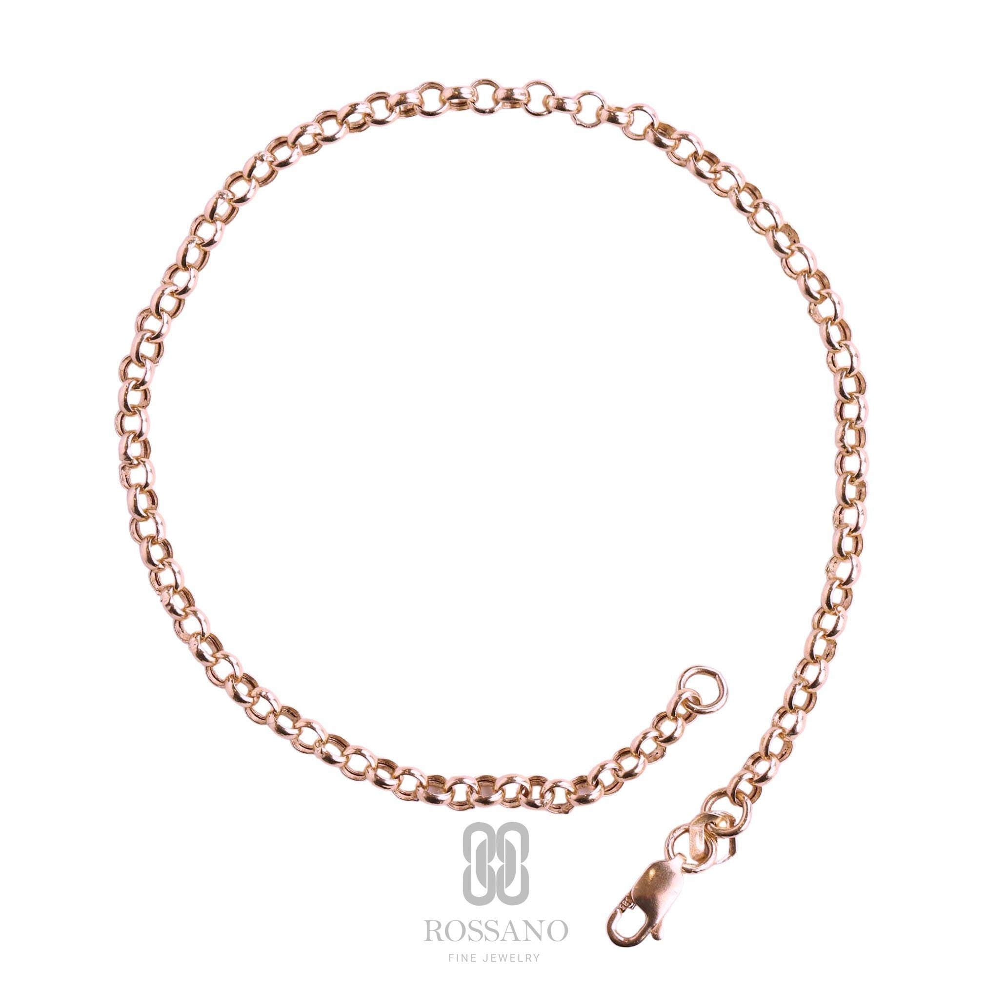 14K Gold Rolo Chain Bracelet, 3mm 4mm 7mm Thick Rolo Link, Belcher Chain Bracelet, Round Gold Bracelet, Unisex Gift Jewelry