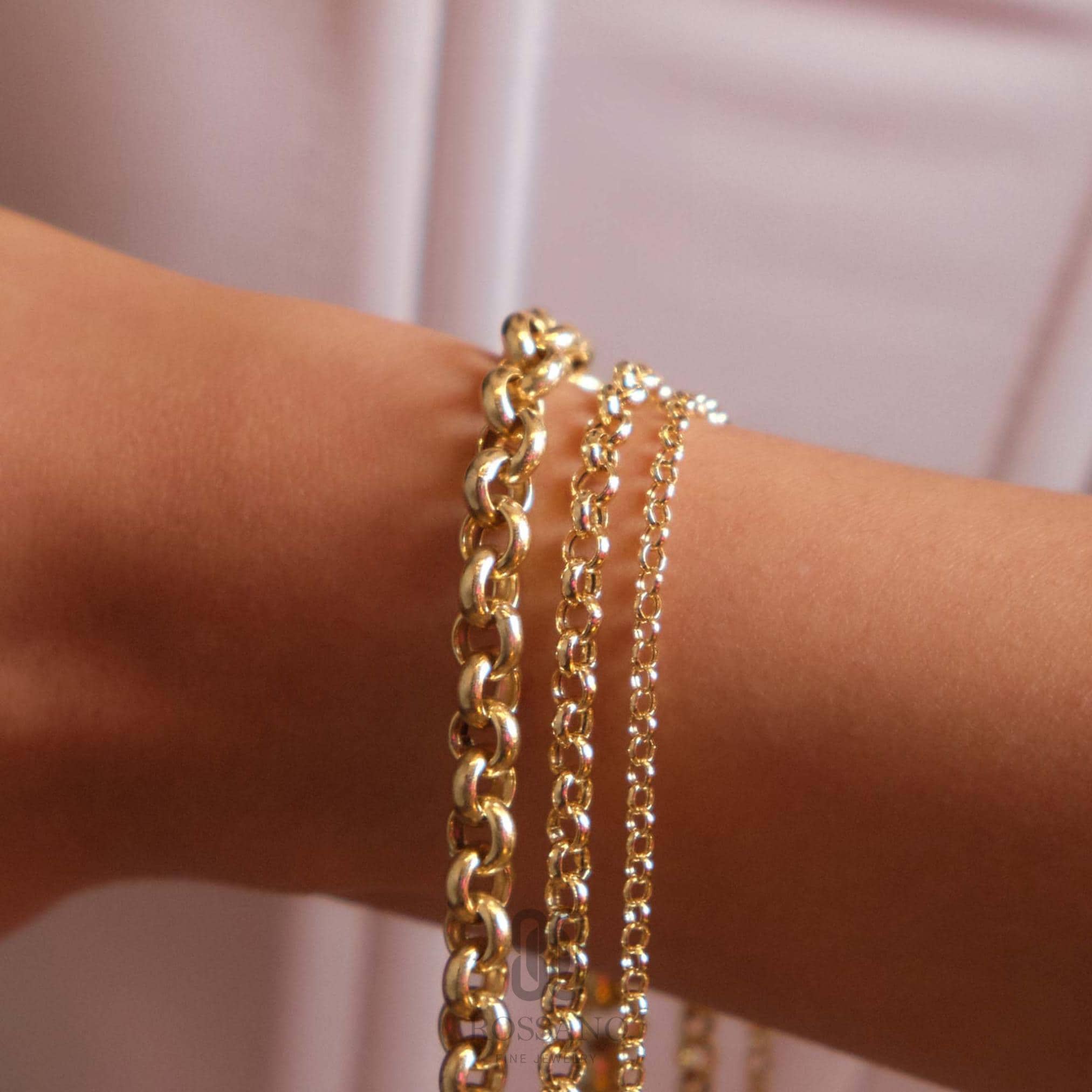14K Gold Rolo Chain Bracelet, 3mm 4mm 7mm Thick Rolo Link, Belcher Chain Bracelet, Round Gold Bracelet, Unisex Gift Jewelry
