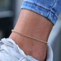 14K Gold Rolo Chain Anklet, 3mm 4mm 7mm Thick Rolo Link, Belcher Chain Anklet, Round Gold Ankle Bracelet, Unisex Gift Jewelry