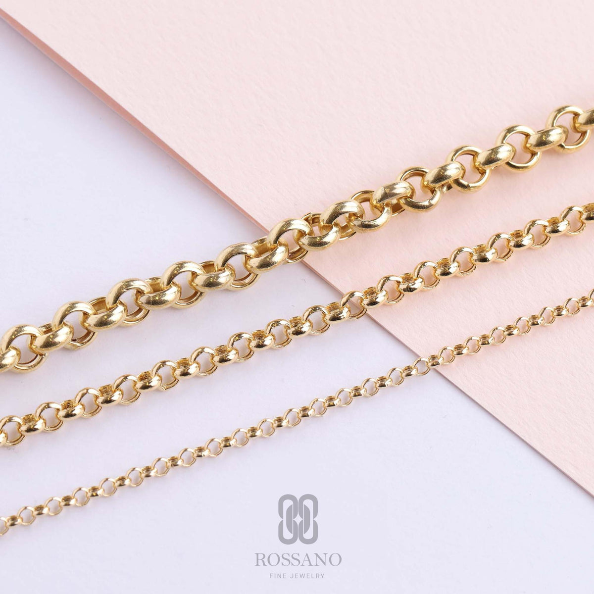 14K Gold Rolo Chain Necklace, 3mm 4mm 7mm Round Belcher Link, Real Gold Cable Chain, Ladies Gold Choker, Unisex Gift Jewelry