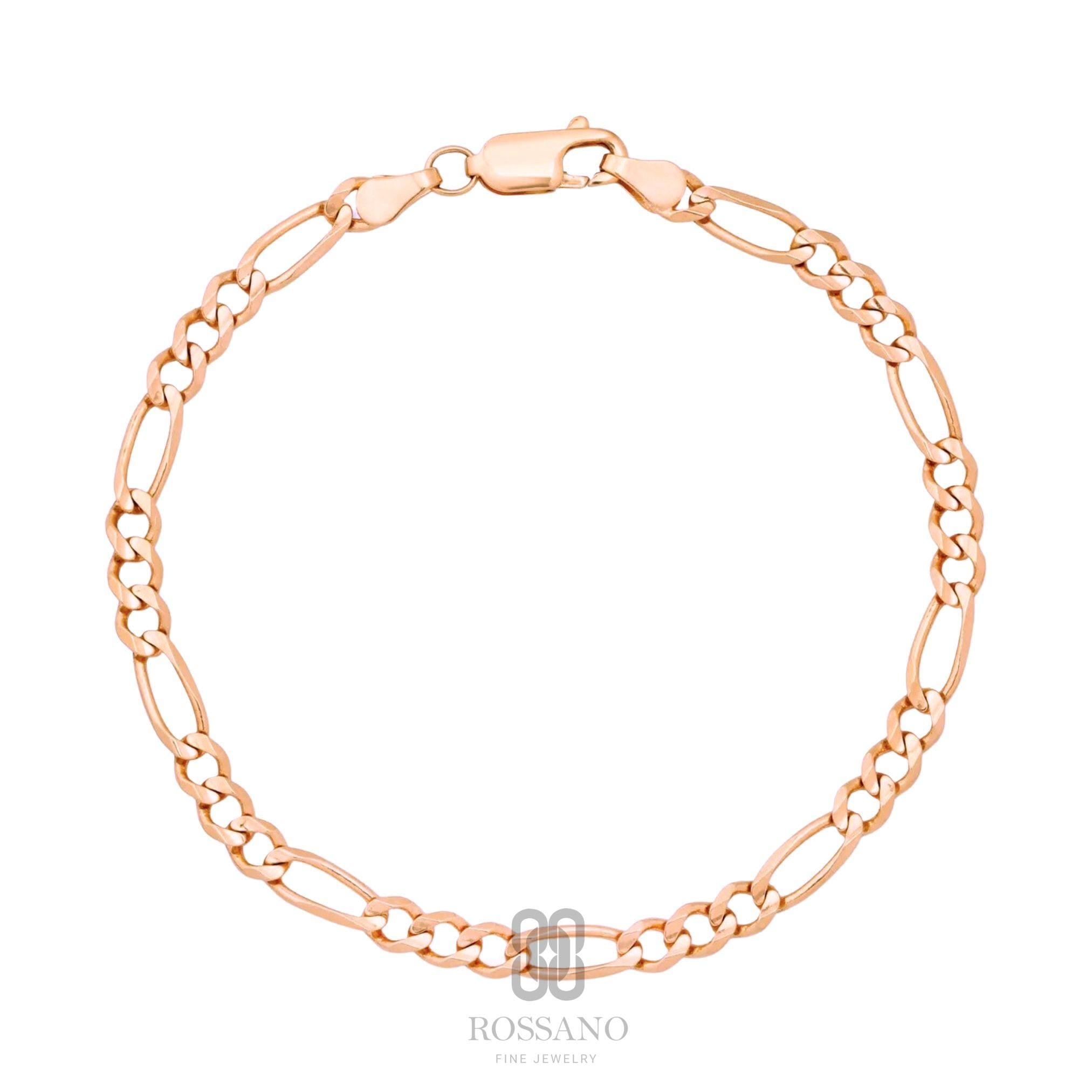 14K Gold Figaro Chain Bracelet, 2mm 3mm 4mm 5mm Figaro Link, Real Gold Chain Anklet, Classic Figaro Jewelry, Gift for Her