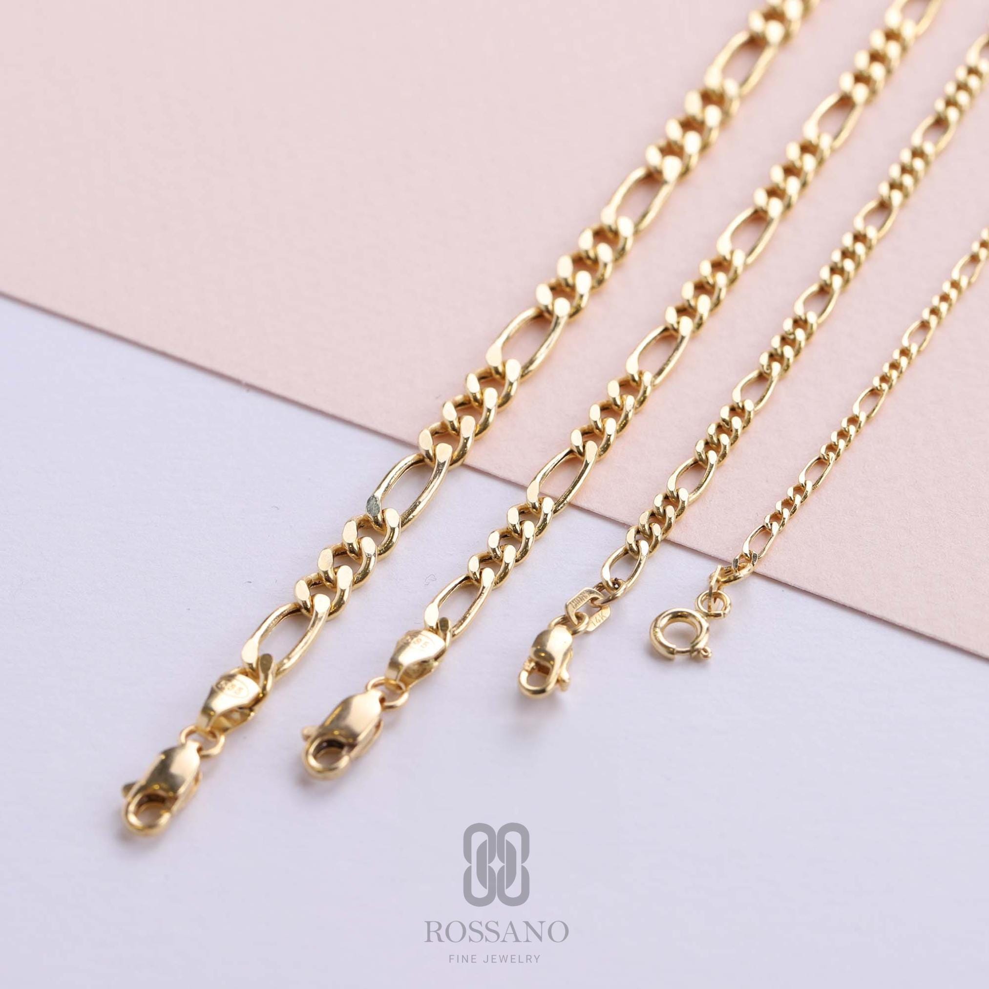 14K Gold Figaro Chain Bracelet, 2mm 3mm 4mm 5mm Figaro Link, Real Gold Chain Anklet, Classic Figaro Jewelry, Gift for Her