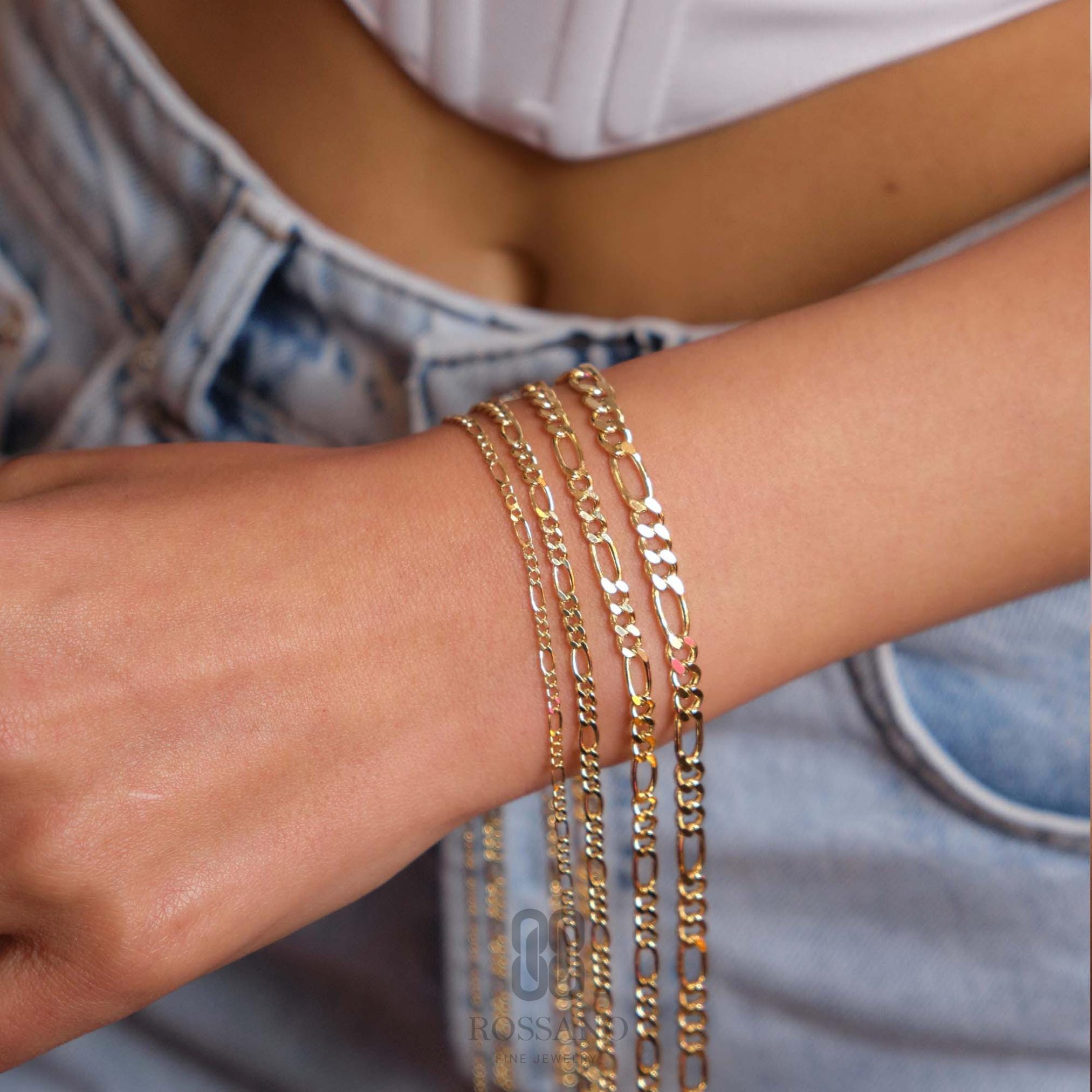14K Gold Figaro Chain Bracelet, 2mm 3mm 4mm 5mm Figaro Link, Real Gold Chain Anklet, Classic Figaro Jewelry, Gift for Her