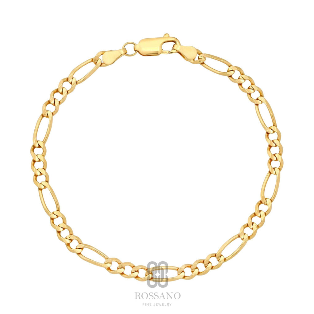 14K Gold Figaro Chain Anklet, 2mm 3mm 4mm 5mm Real Gold Figaro Link Ankle Bracelet, Classic Italian Chain, Gift for Her