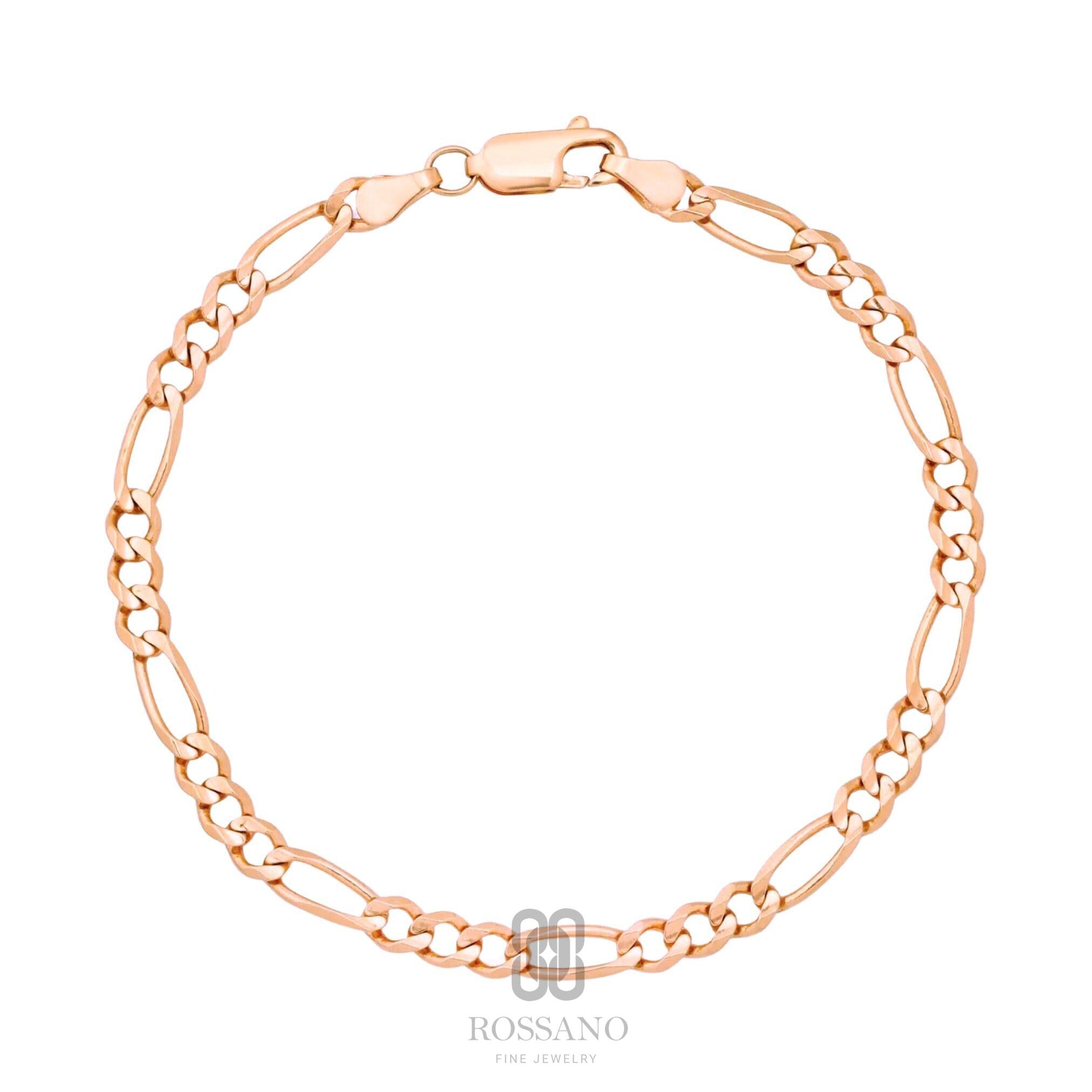 14K Gold Figaro Chain Anklet, 2mm 3mm 4mm 5mm Real Gold Figaro Link Ankle Bracelet, Classic Italian Chain, Gift for Her