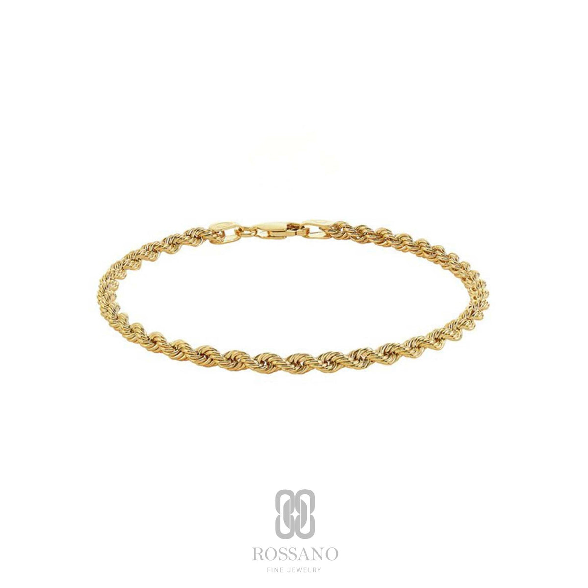 14K Gold Rope Chain Anklet, 2mm 3mm 4mm Twisted Rope Gold Chain