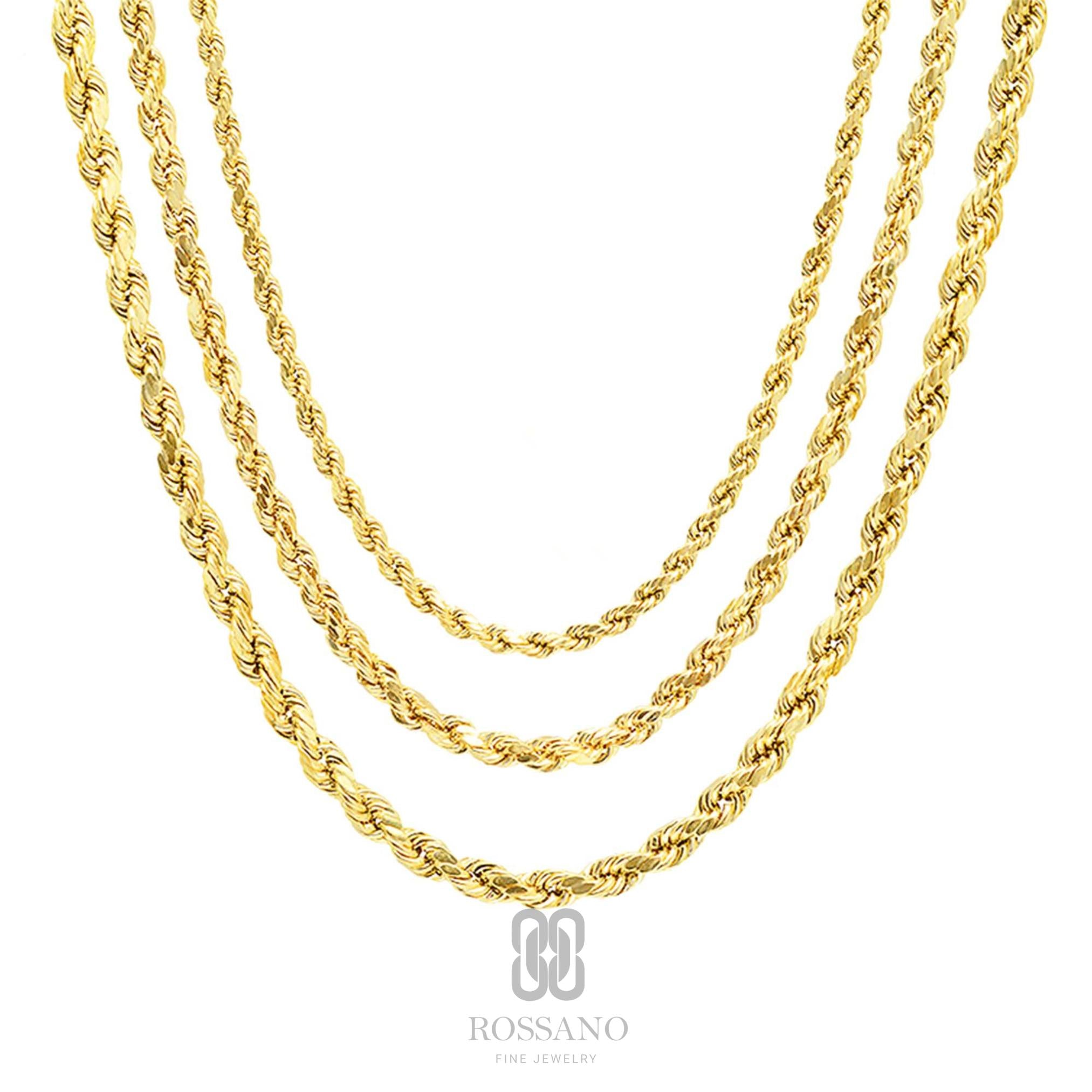 14K Gold Rope Chain Necklace, 2mm 3mm 4mm Twisted Rope Gold Chain, Dainty Rope Necklace, Stackable Choker, Gift for Her