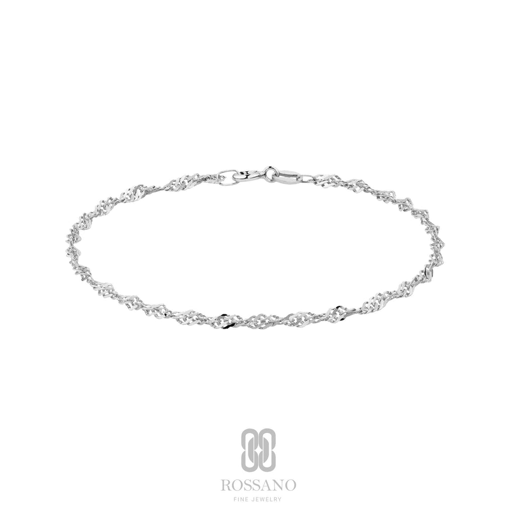 14K Gold Singapore Chain Bracelet, Diamond Cut Twisted Gold Chain, Dainty Rope Style Bracelet, Tiny Twist Bracelet, Gift for Her
