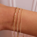 14K Gold Singapore Chain Bracelet, Diamond Cut Twisted Gold Chain, Dainty Rope Style Bracelet, Tiny Twist Bracelet, Gift for Her