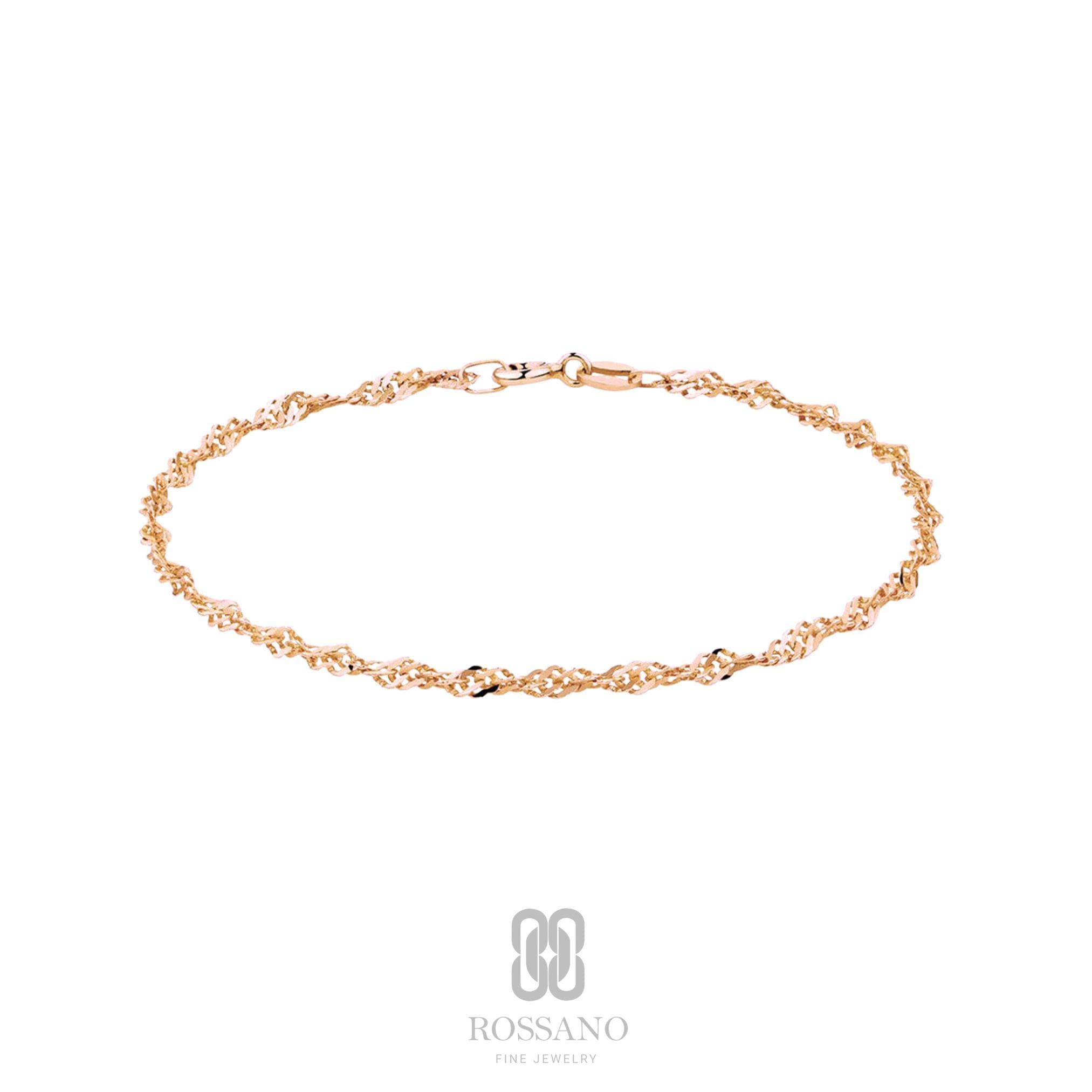 14K Gold Singapore Chain Bracelet, Diamond Cut Twisted Gold Chain, Dainty Rope Style Bracelet, Tiny Twist Bracelet, Gift for Her