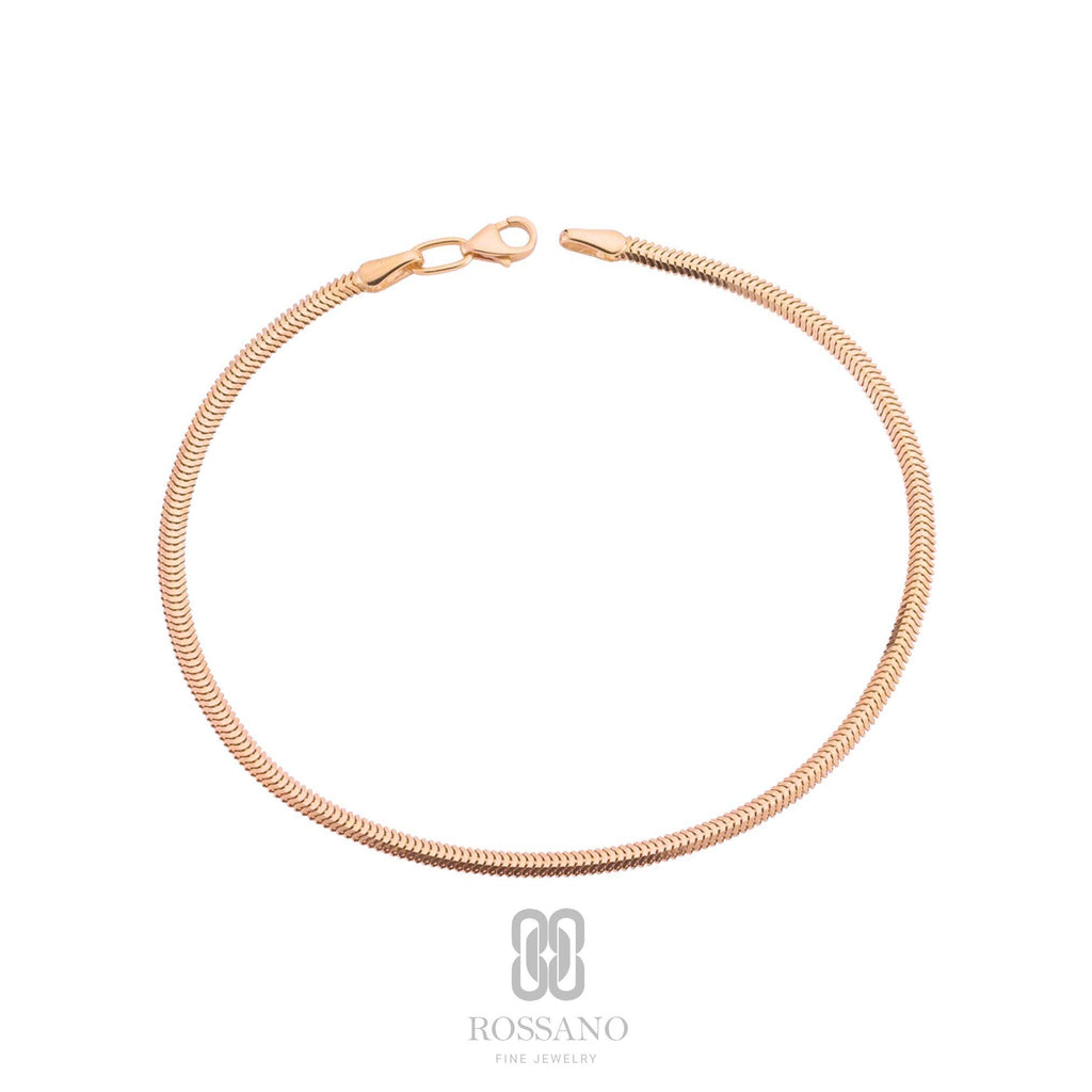 14K Gold Snake Bracelet, Italian Herringbone Chain Bracelet, Flat Snake Gold Chain, Shiny Gold Bracelet, Elegant Gift for Her
