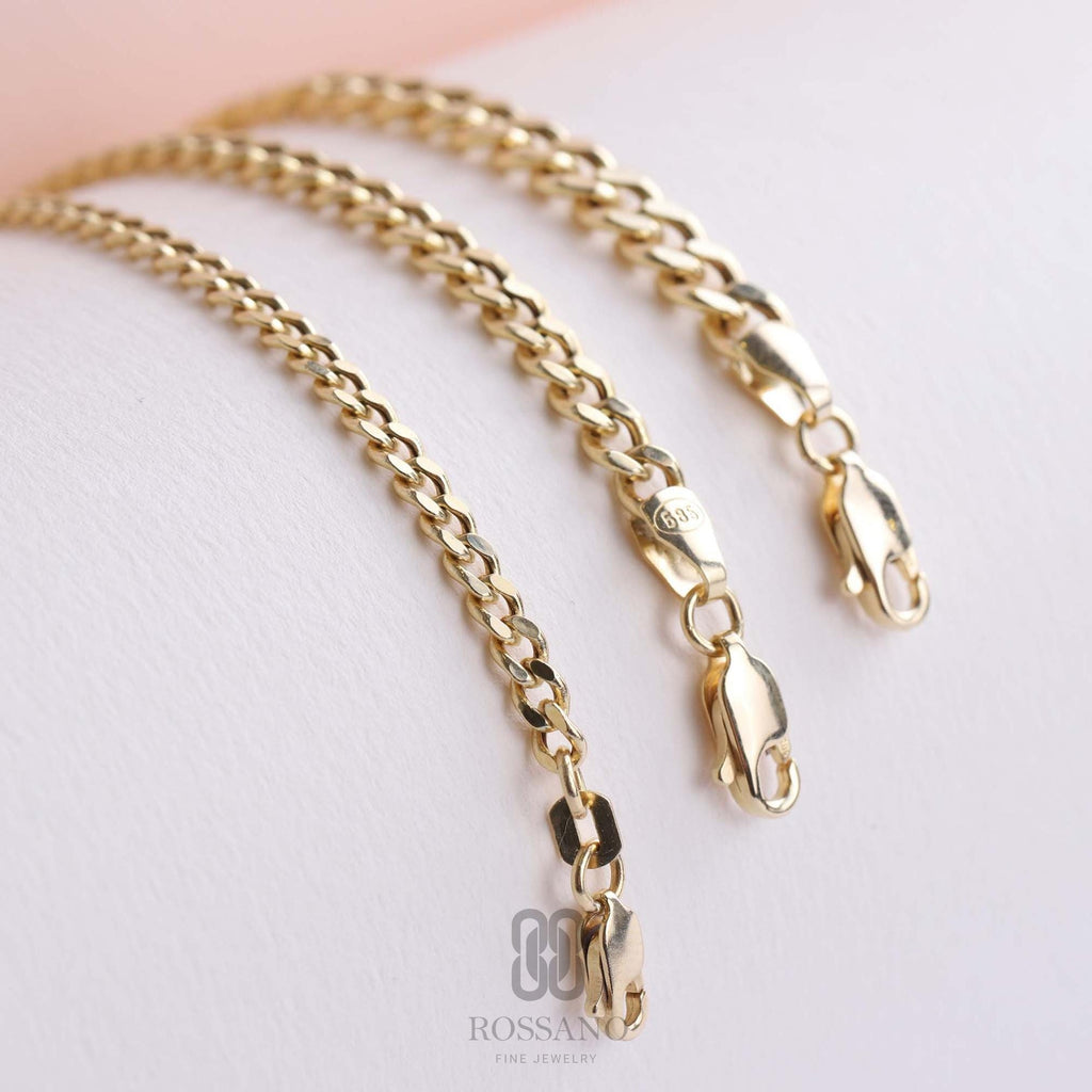 14K Gold Cuban Bracelet, Solid Gold Miami Cuban Link 2mm 3mm 4mm, Unisex Curb Chain Bracelet, Bold Layering Jewelry, Gift for Her & Him