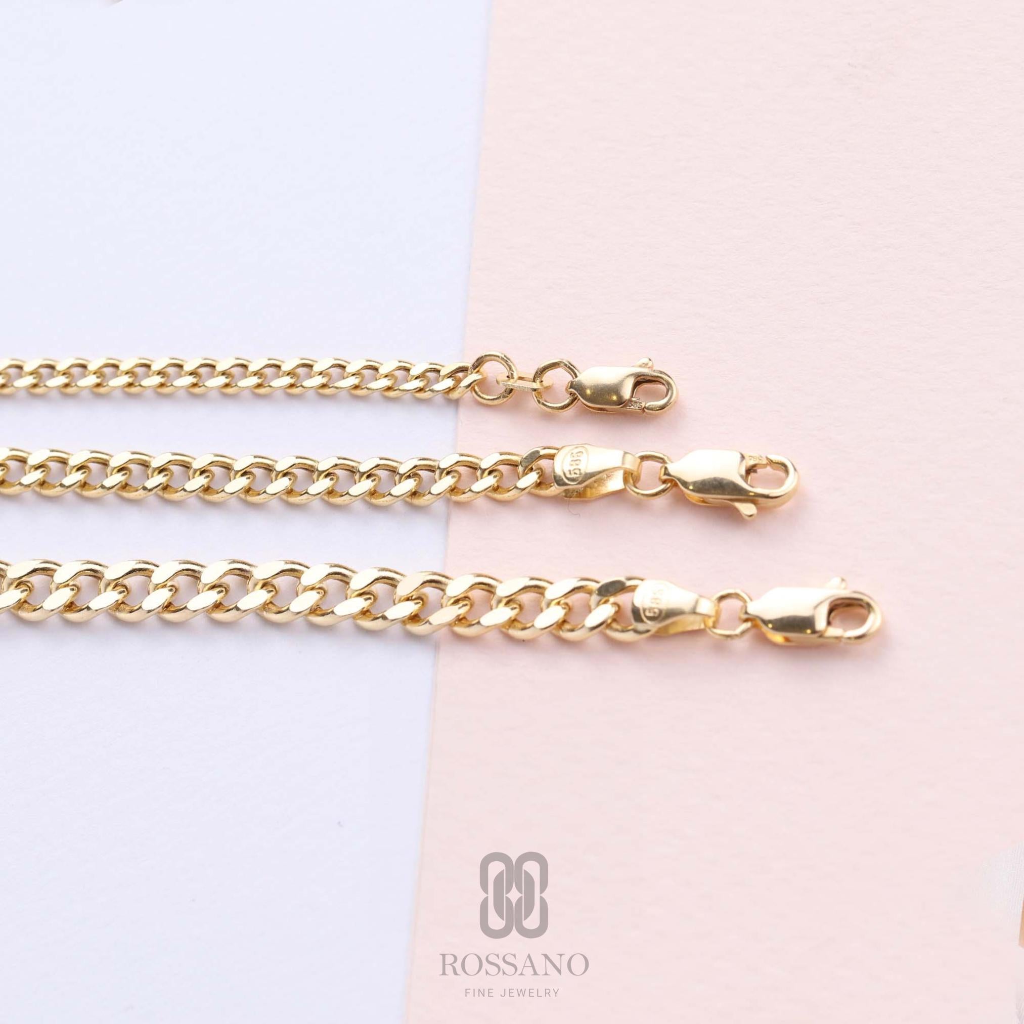 14K Gold Cuban Bracelet, Solid Gold Miami Cuban Link 2mm 3mm 4mm, Unisex Curb Chain Bracelet, Bold Layering Jewelry, Gift for Her & Him