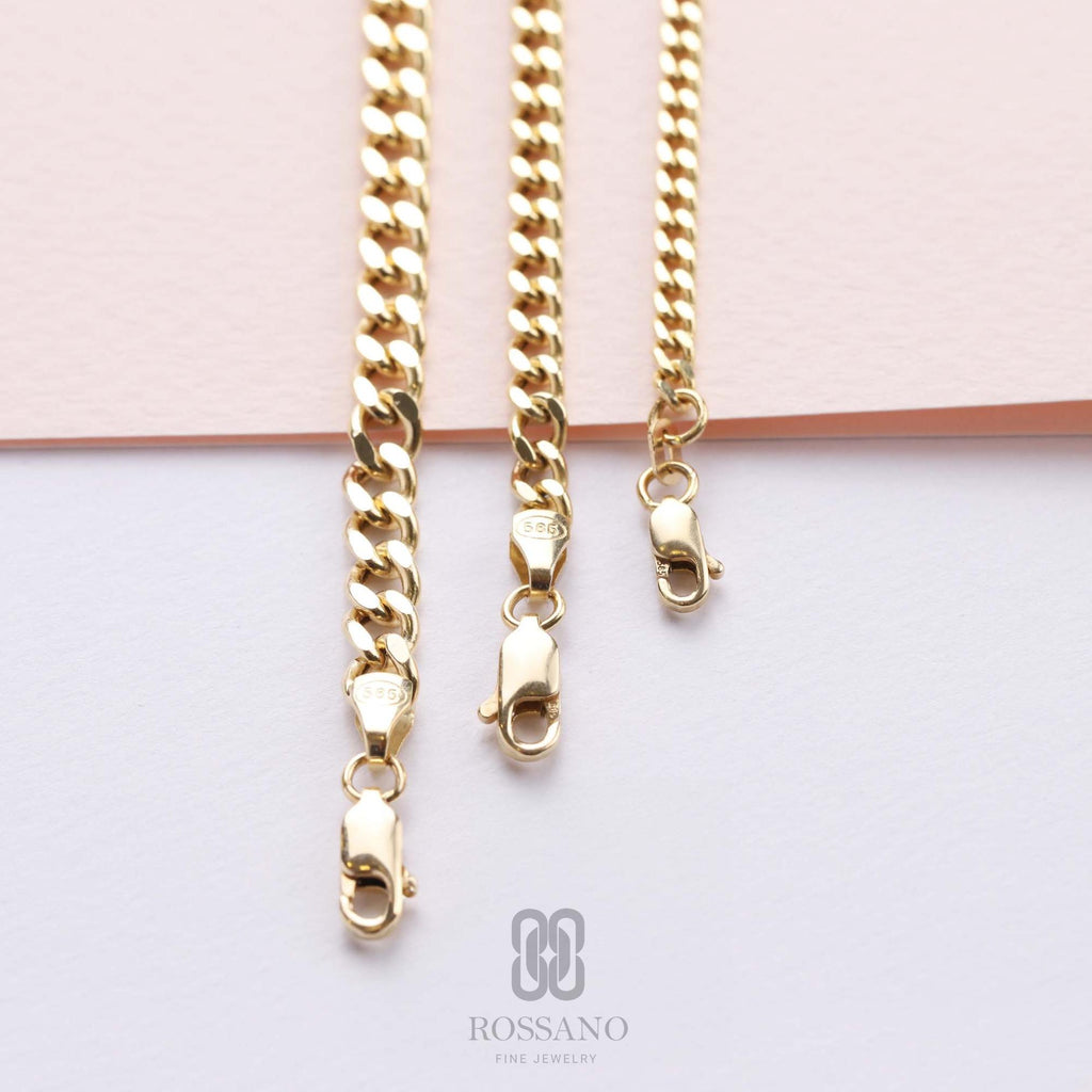 14K Gold Cuban Bracelet, Solid Gold Miami Cuban Link 2mm 3mm 4mm, Unisex Curb Chain Bracelet, Bold Layering Jewelry, Gift for Her & Him