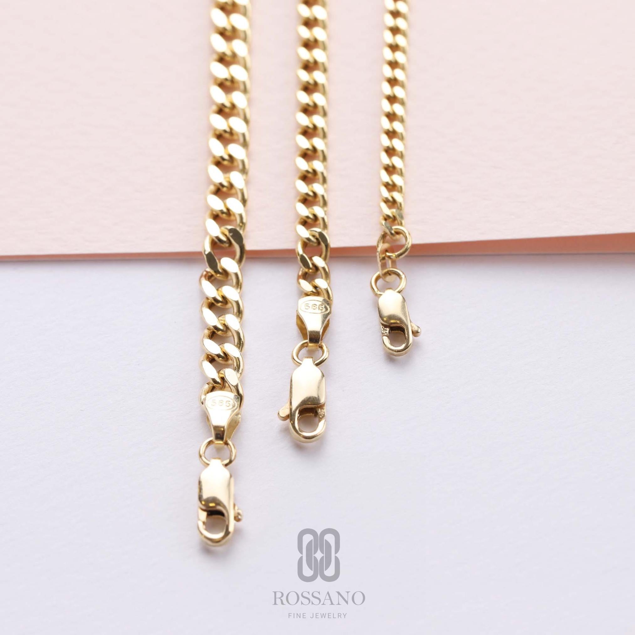 14K Gold Cuban Bracelet, Solid Gold Miami Cuban Link 2mm 3mm 4mm, Unisex Curb Chain Bracelet, Bold Layering Jewelry, Gift for Her & Him