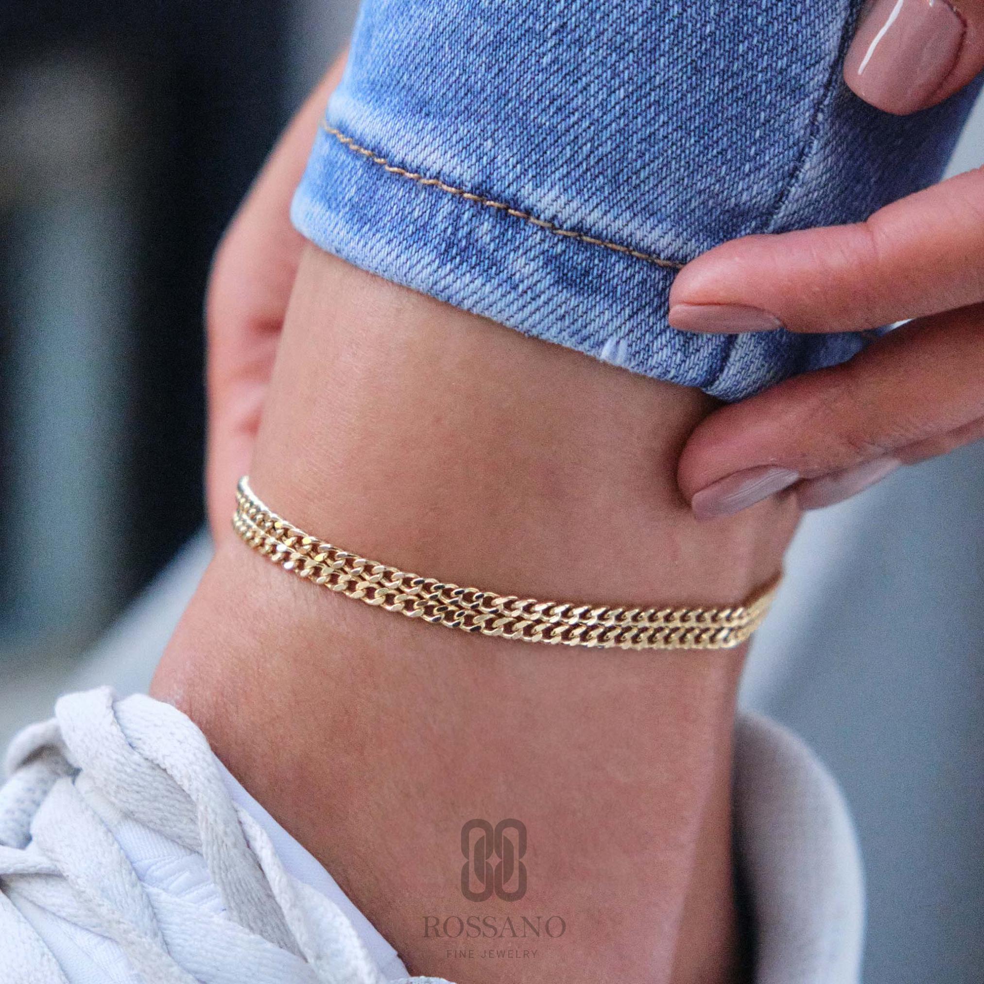 14K Gold Cuban Anklet, Solid Miami Cuban Link 2mm 3mm 4mm, Unisex Curb Chain Anklet, Bold Stacking Jewelry, Gift for Her & Him