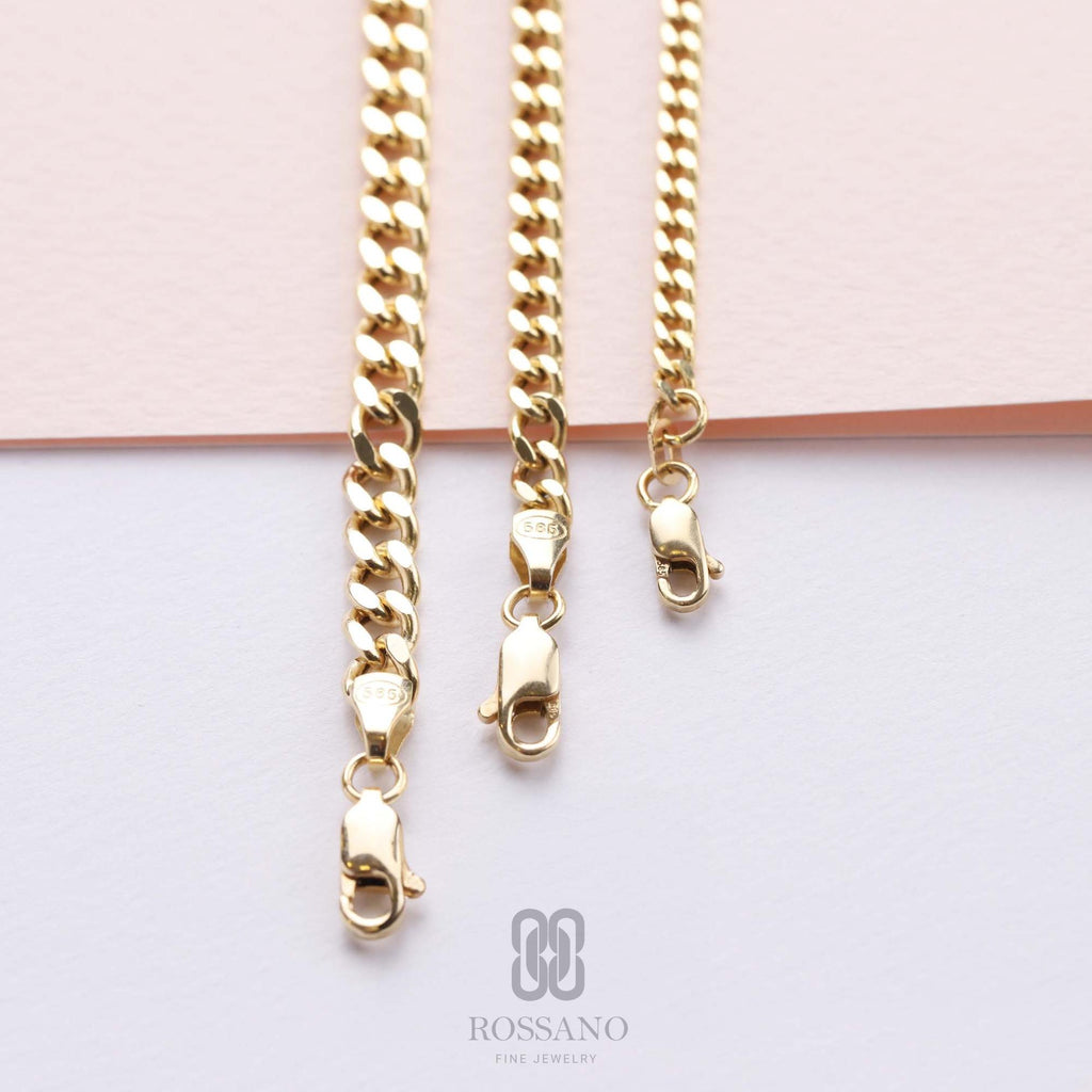 14K Gold Miami Cuban Link Necklace, 2mm–5mm Solid Cuban Chain, Real Gold Choker, Men’s & Women’s Gold Chain, Unisex Gift Jewelry