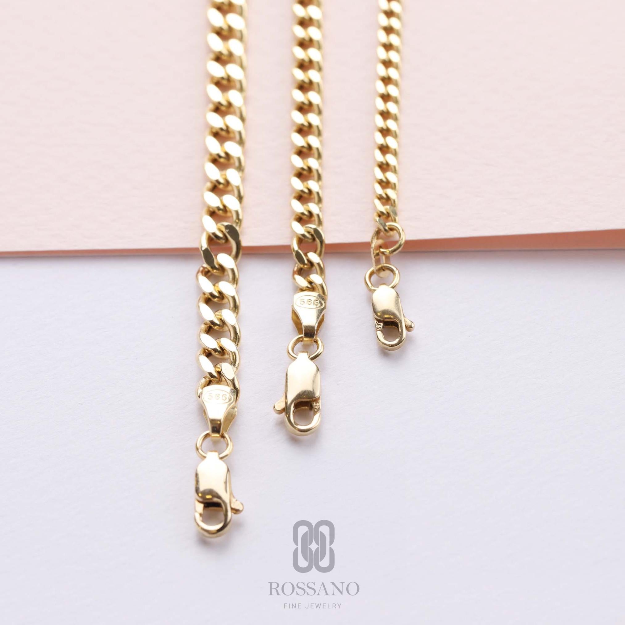 14K Gold Miami Cuban Link Necklace, 2mm–5mm Solid Cuban Chain, Real Gold Choker, Men’s & Women’s Gold Chain, Unisex Gift Jewelry