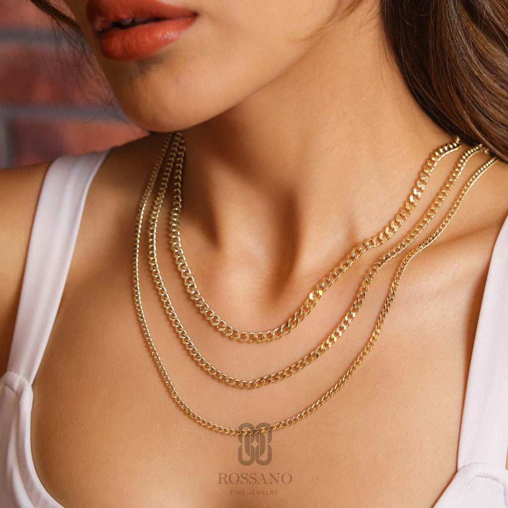 14K Gold Miami Cuban Link Necklace, 2mm–5mm Solid Cuban Chain, Real Gold Choker, Men’s & Women’s Gold Chain, Unisex Gift Jewelry