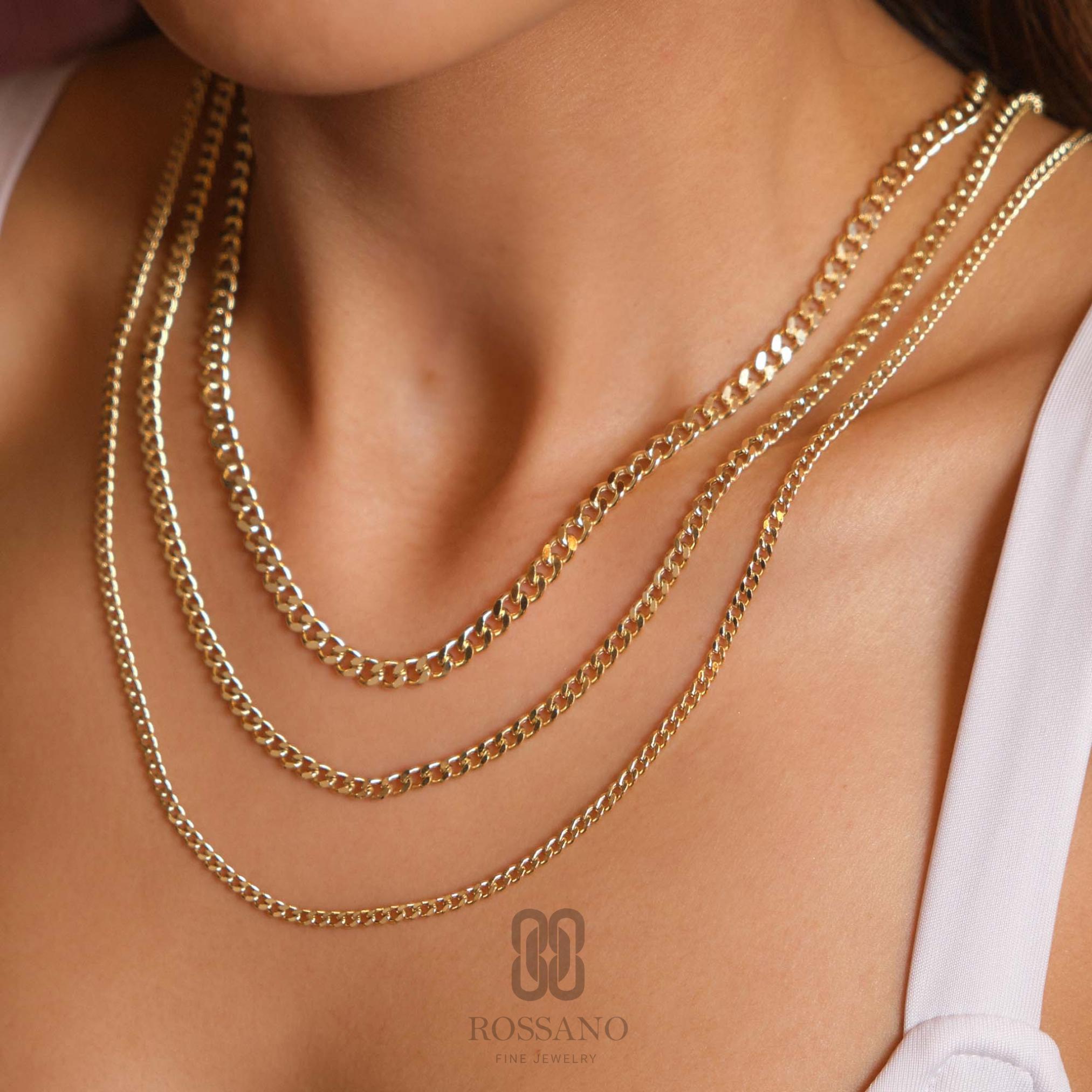 14K Gold Miami Cuban Link Necklace, 2mm–5mm Solid Cuban Chain, Real Gold Choker, Men’s & Women’s Gold Chain, Unisex Gift Jewelry