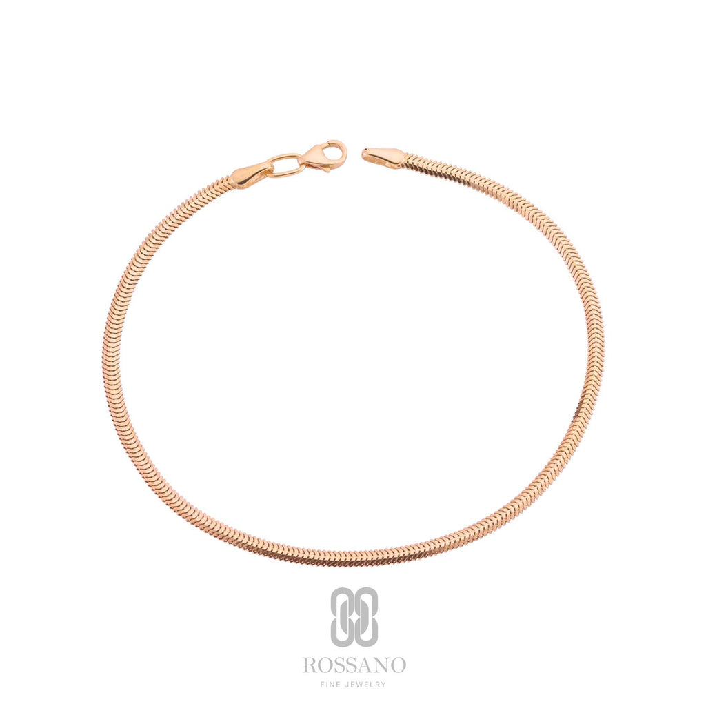 14K Gold Snake Anklet, Italian Herringbone Chain Anklet