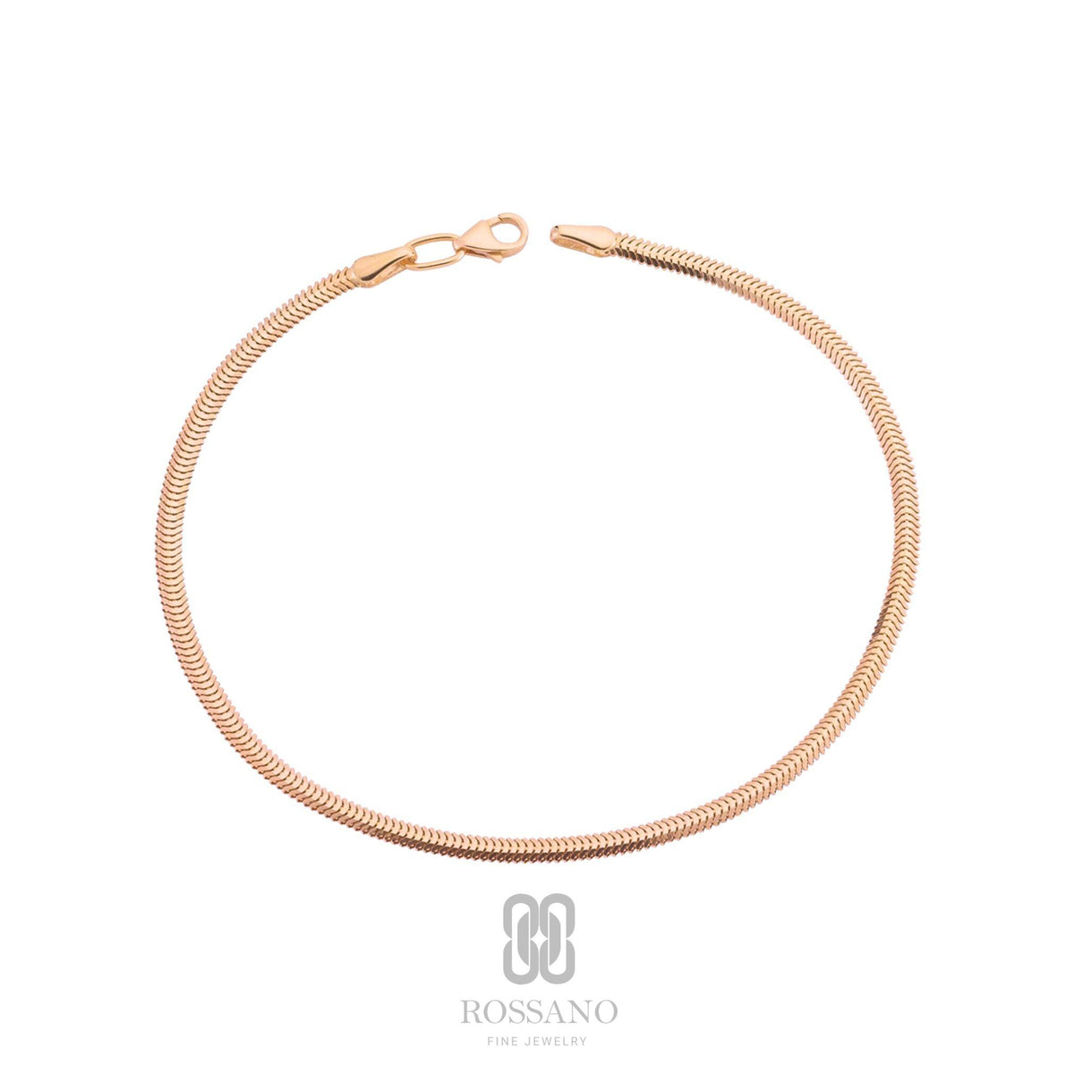 14K Gold Snake Anklet, Italian Herringbone Chain Anklet