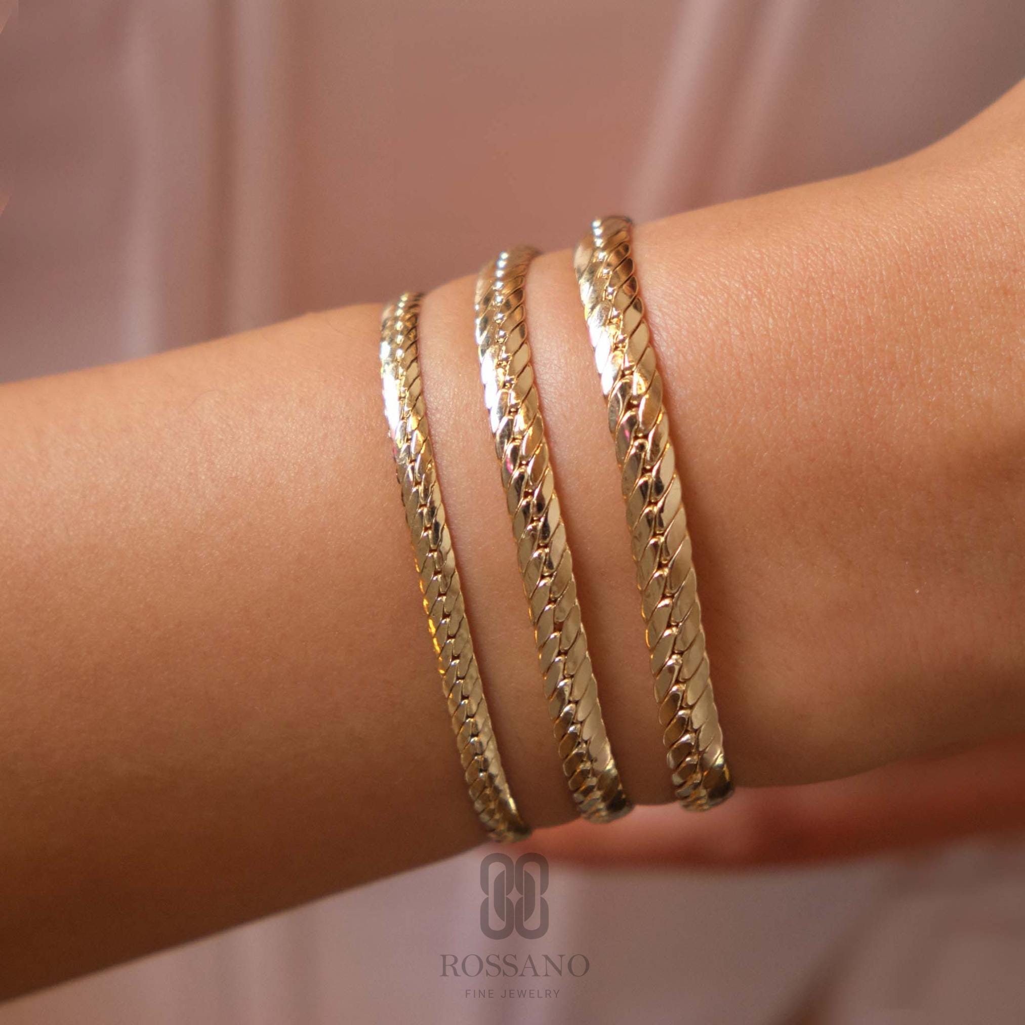 14K Gold Cuban Link Bracelet, 3mm 4mm 5mm Bold Curb Chain Bracelet, Chunky Vintage Gold Chain, Men & Women Stacking, Gift for Her