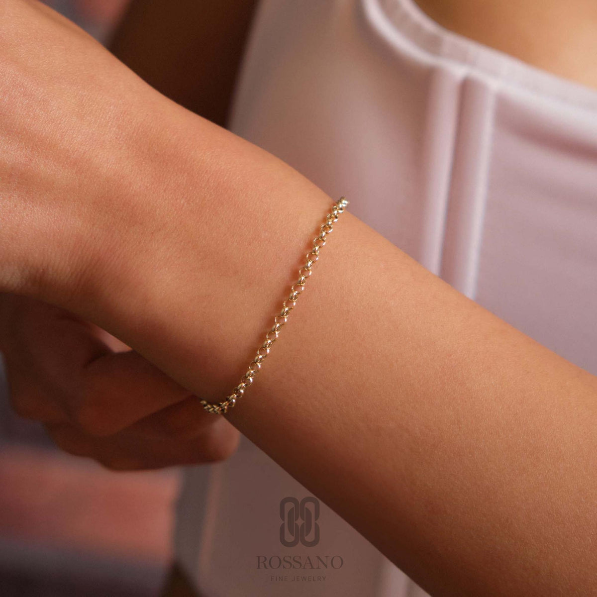 14K Gold Rolo Chain Bracelet, 3mm 4mm 7mm Thick Rolo Link, Belcher Chain Bracelet, Round Gold Bracelet, Unisex Gift Jewelry