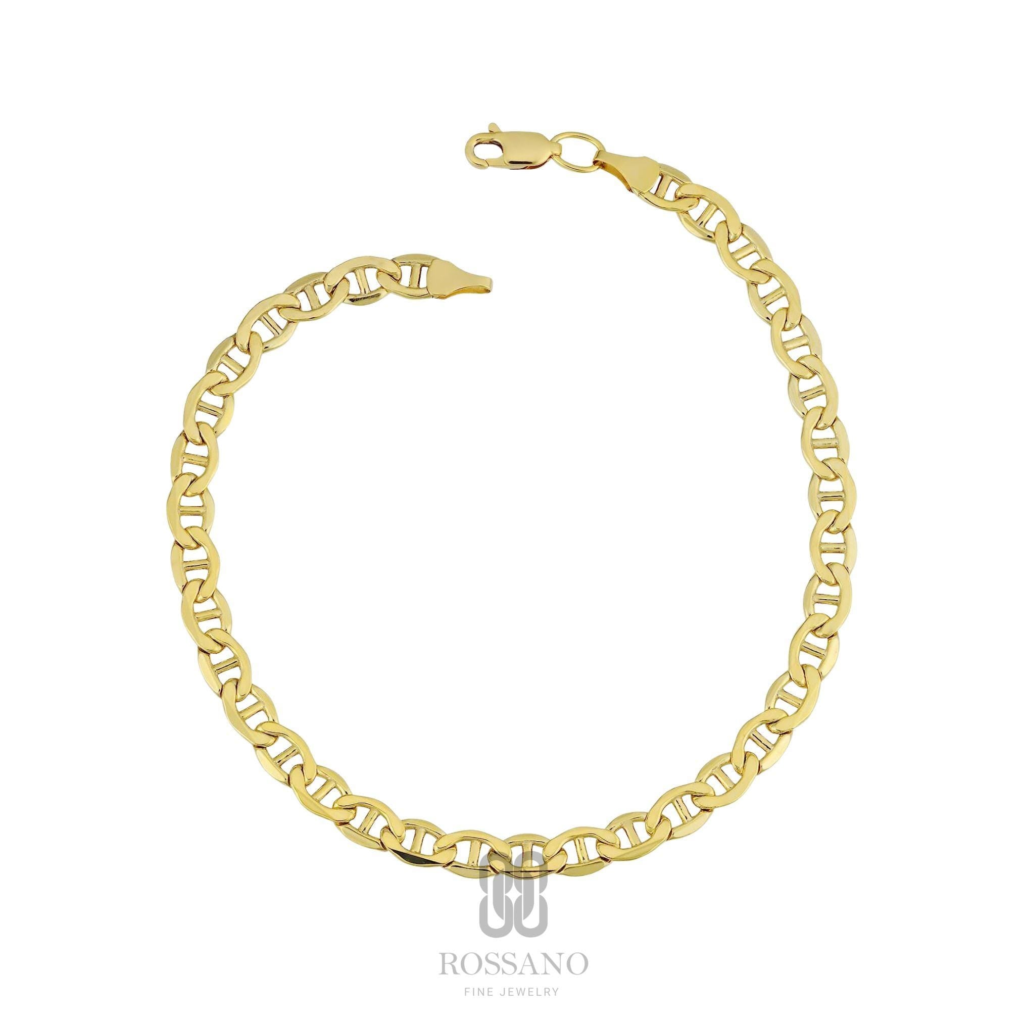 14K Gold Mariner Bracelet, 3mm 4mm Mariner Link Chain, Layering Gold Bracelet, Minimalist Fine Jewelry, Unisex Gift for Her