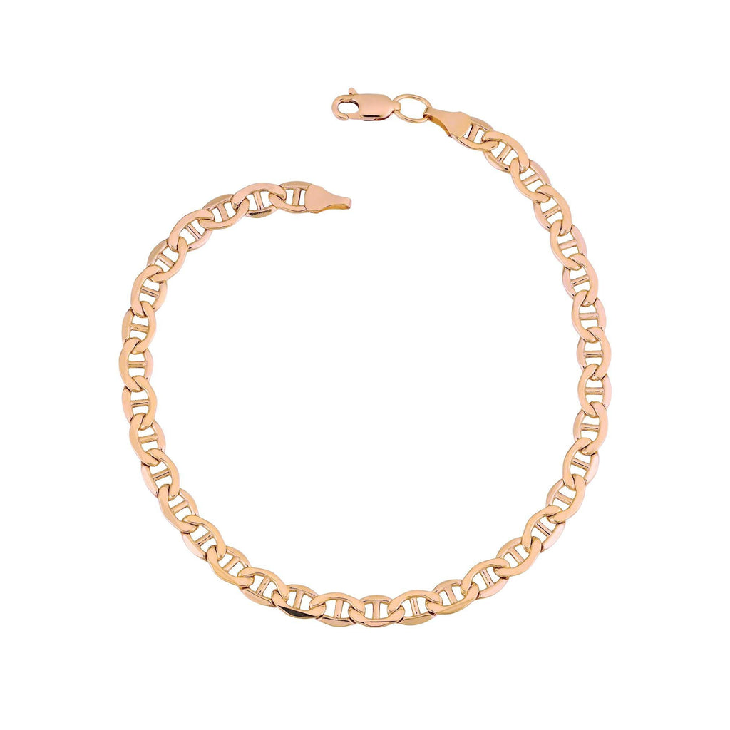 14K Gold Mariner Bracelet, 3mm 4mm Mariner Link Chain, Layering Gold Bracelet, Minimalist Fine Jewelry, Unisex Gift for Her