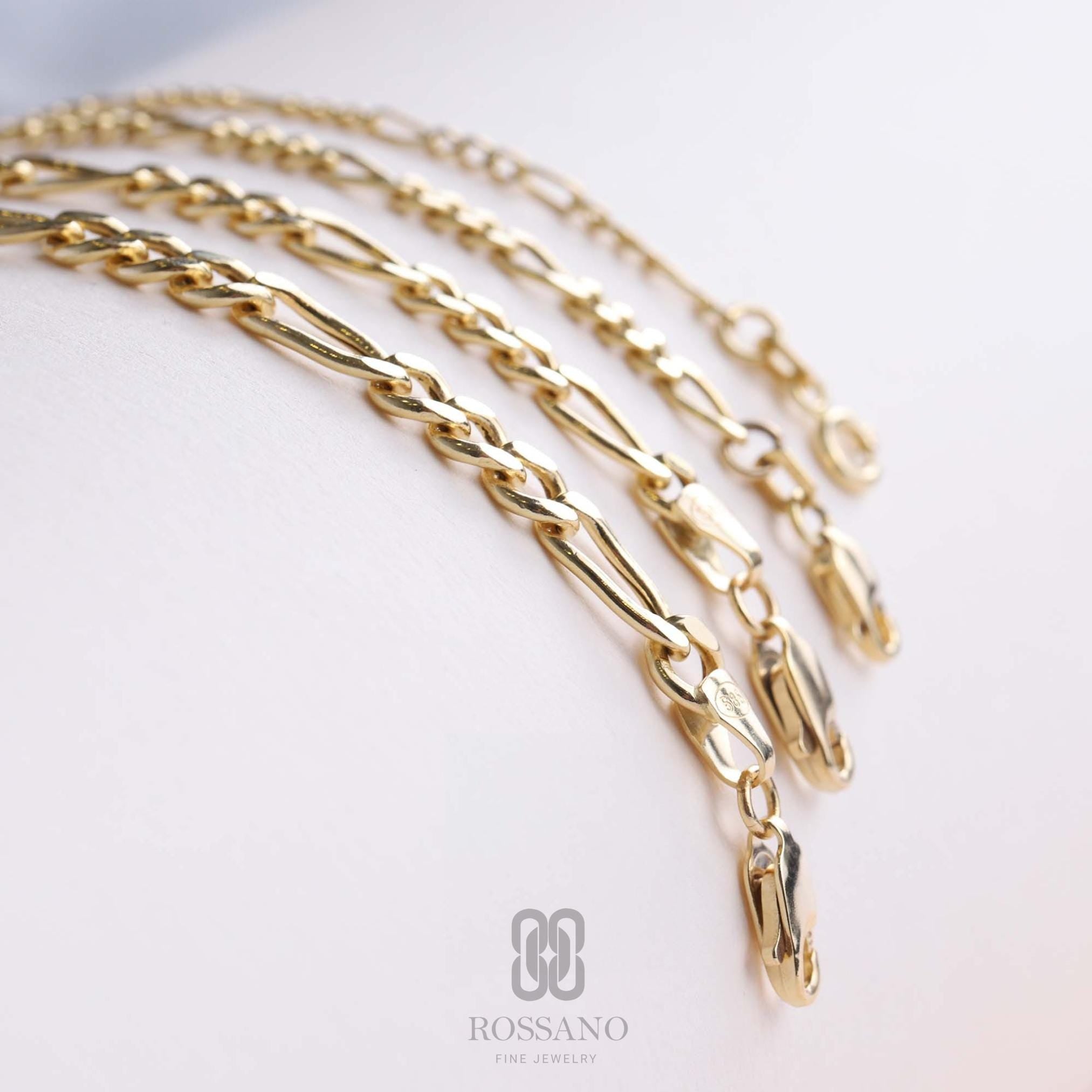 14K Gold Figaro Chain Necklace, 2mm 3mm 4mm 5mm Real Gold Figaro Link Choker, Stackable Gold Chain, Unisex Necklace, Gift for Her & Him