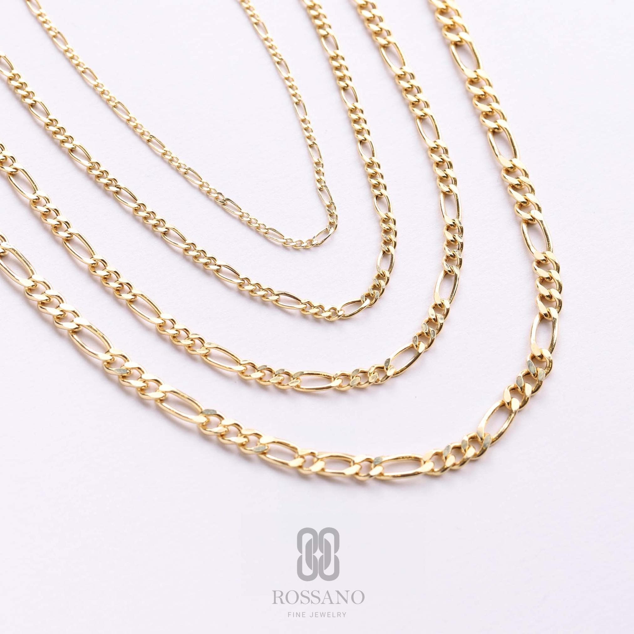 14K Gold Figaro Chain Necklace, 2mm 3mm 4mm 5mm Real Gold Figaro Link Choker, Stackable Gold Chain, Unisex Necklace, Gift for Her & Him
