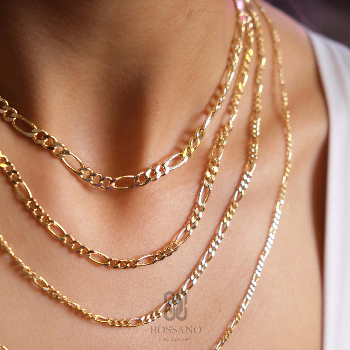 14K Gold Figaro Chain Necklace, 2mm 3mm 4mm 5mm Real Gold Figaro Link Choker, Stackable Gold Chain, Unisex Necklace, Gift for Her & Him
