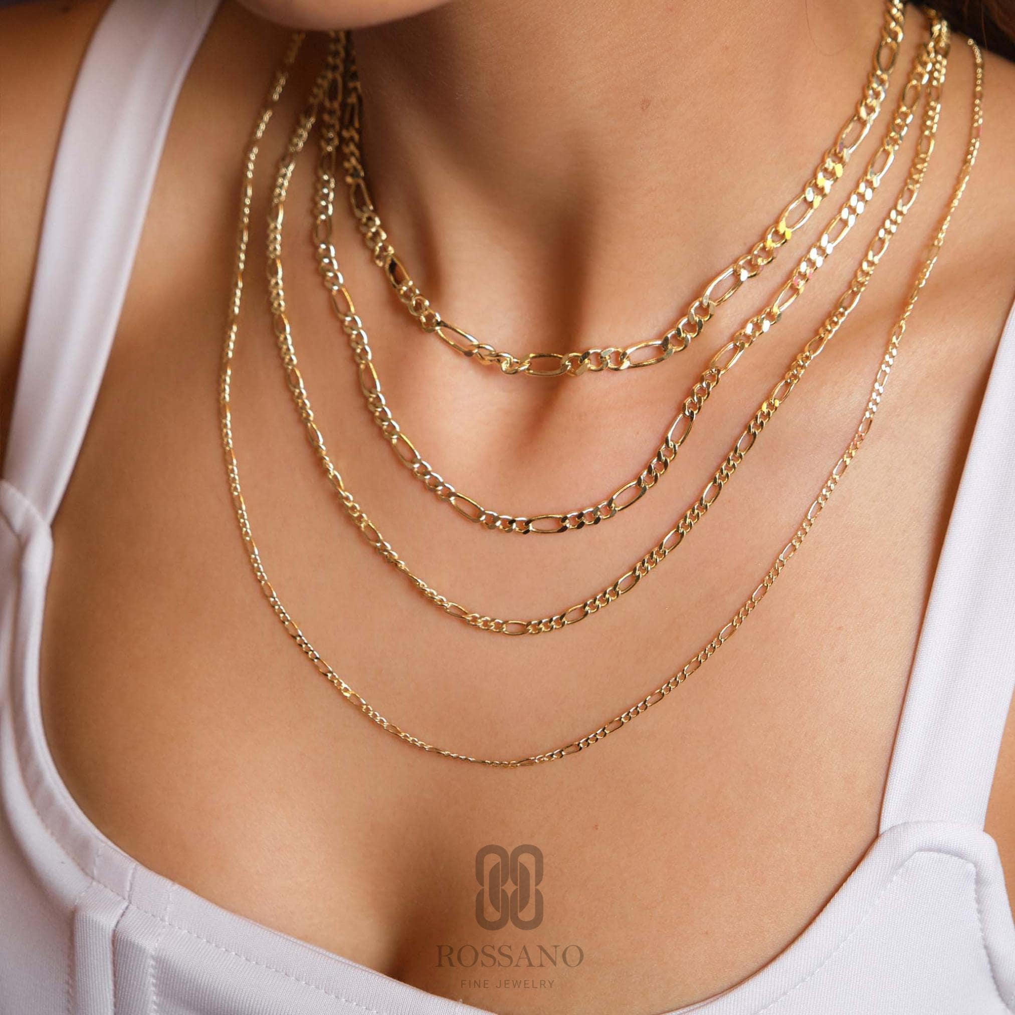14K Gold Figaro Chain Necklace, 2mm 3mm 4mm 5mm Real Gold Figaro Link Choker, Stackable Gold Chain, Unisex Necklace, Gift for Her & Him
