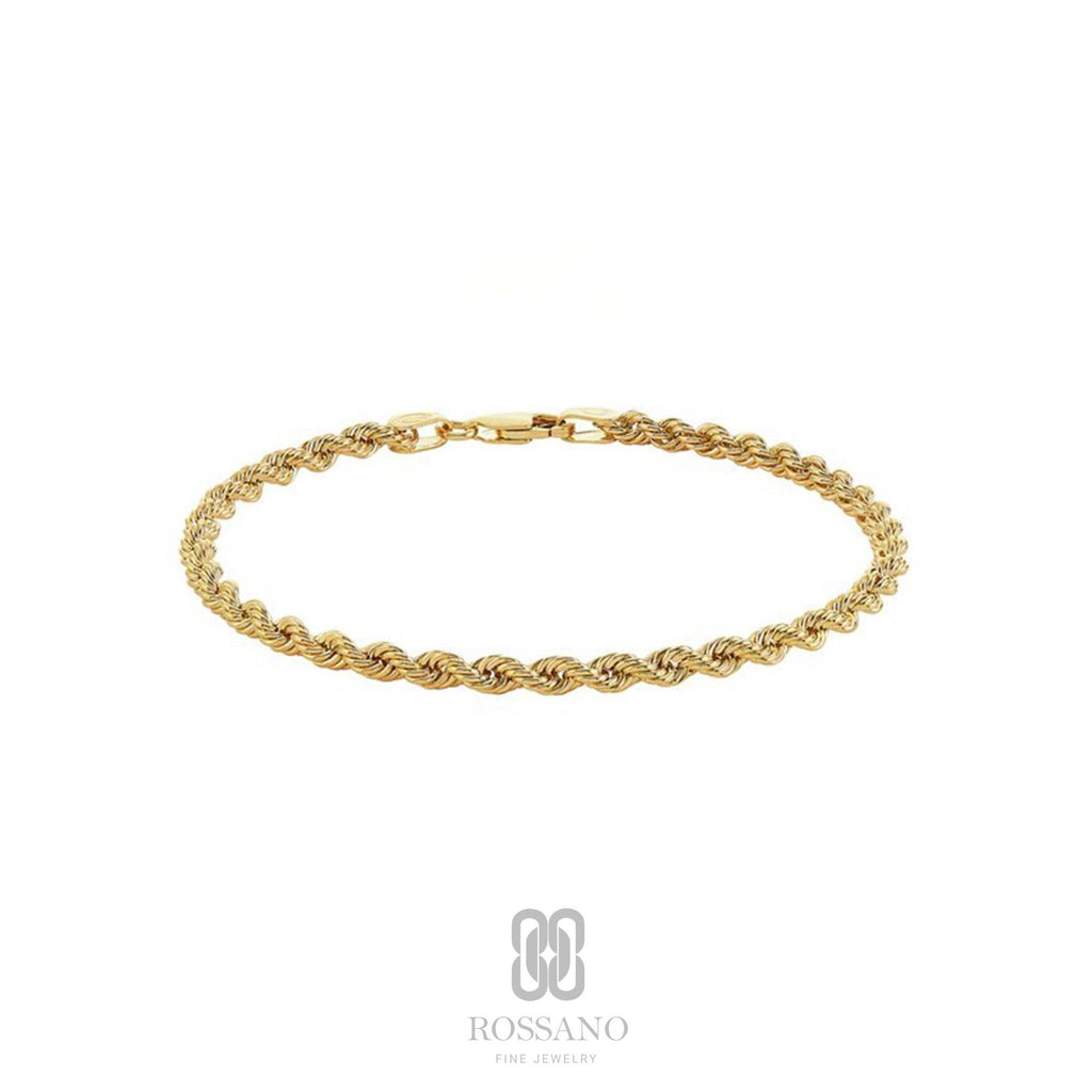 14K Gold Rope Chain Bracelet, 2mm 3mm 4mm Twisted Rope Gold Chain, Dainty Rope Bracelet, Stackable Jewelry, Gift for Her