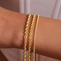 14K Gold Rope Chain Bracelet, 2mm 3mm 4mm Twisted Rope Gold Chain, Dainty Rope Bracelet, Stackable Jewelry, Gift for Her
