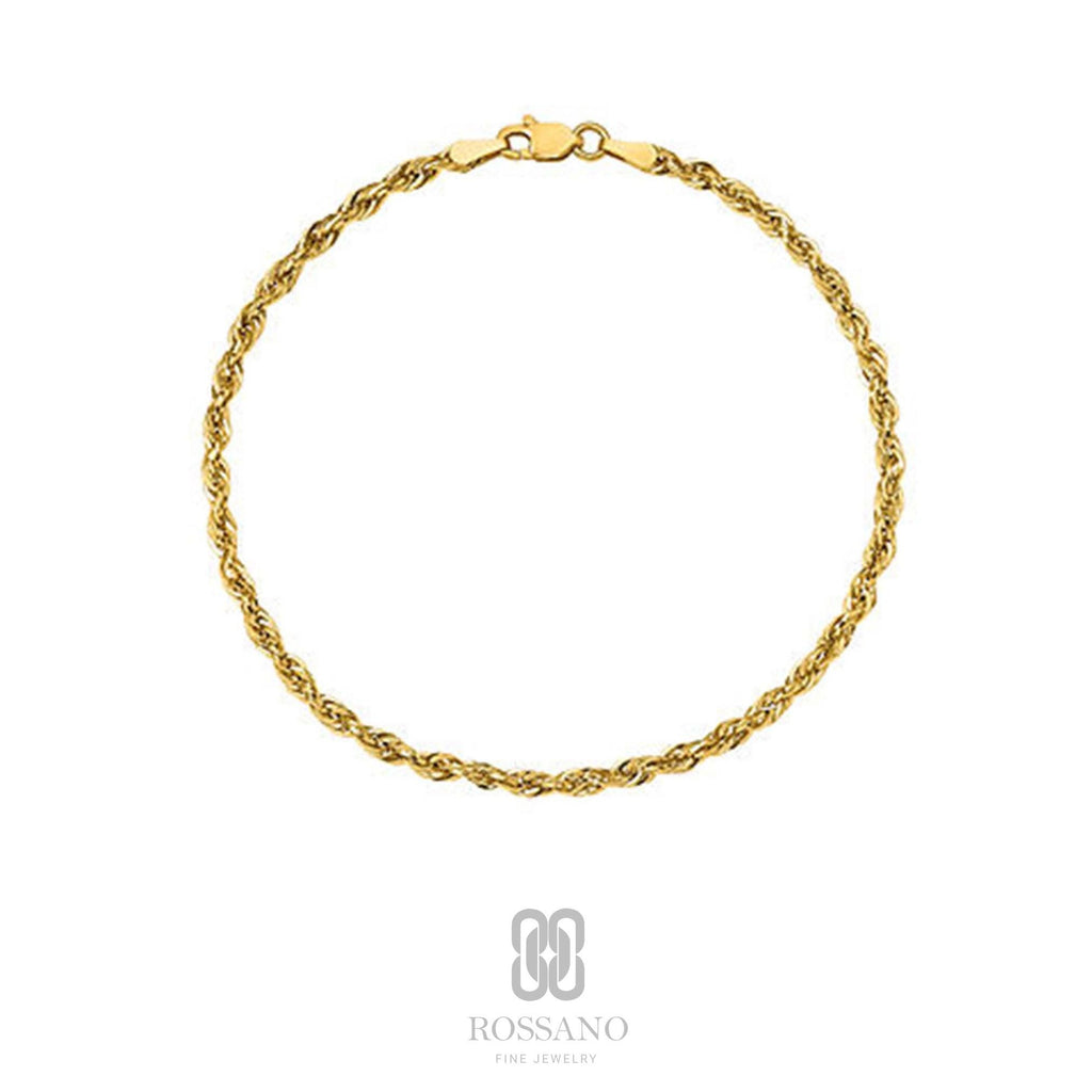 14K Gold Rope Chain Anklet, 2mm 3mm 4mm Twisted Rope Gold Chain, Dainty Rope Anklet, Unisex Ankle Bracelet, Gift for Her & Him