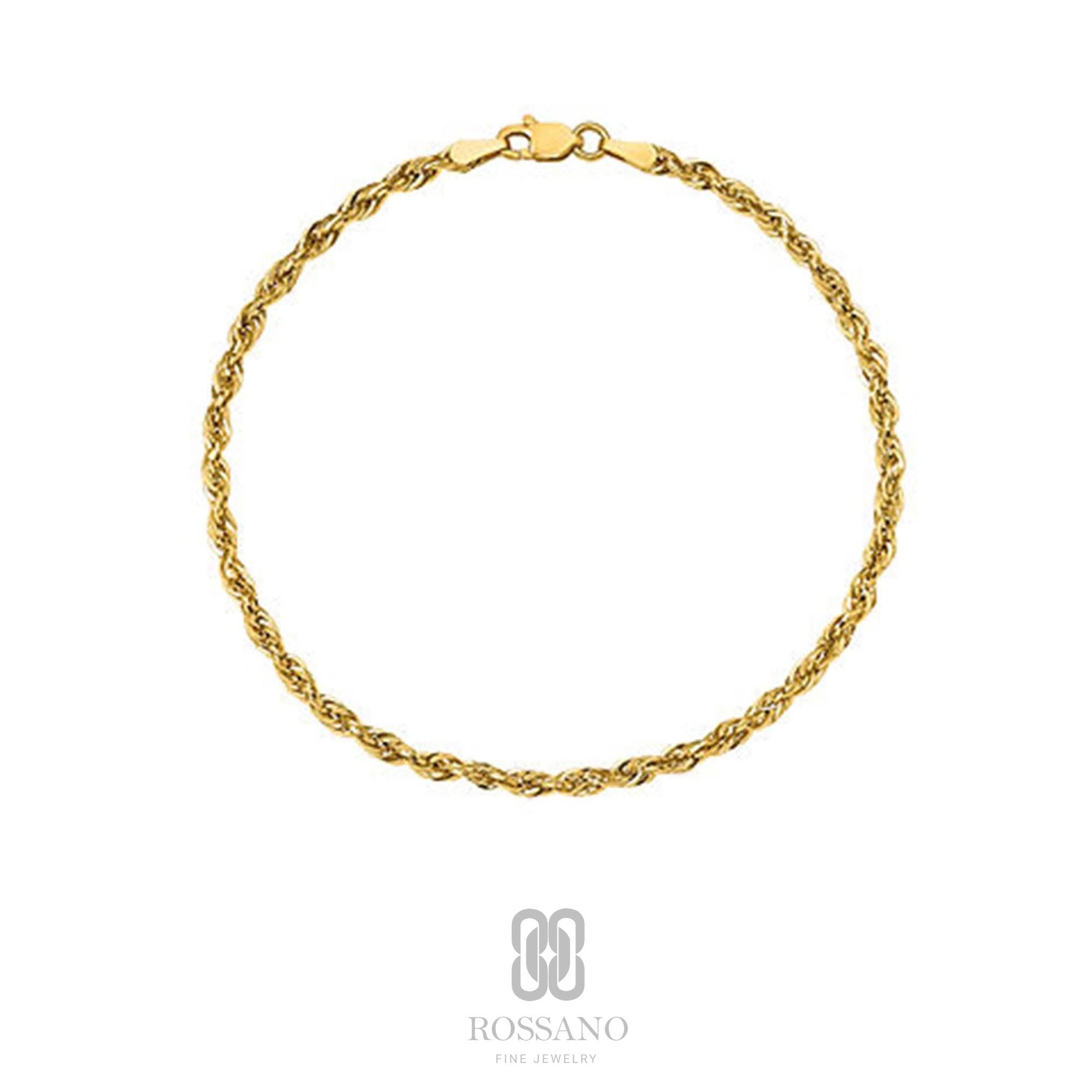14K Gold Rope Chain Anklet, 2mm 3mm 4mm Twisted Rope Gold Chain, Dainty Rope Anklet, Unisex Ankle Bracelet, Gift for Her & Him