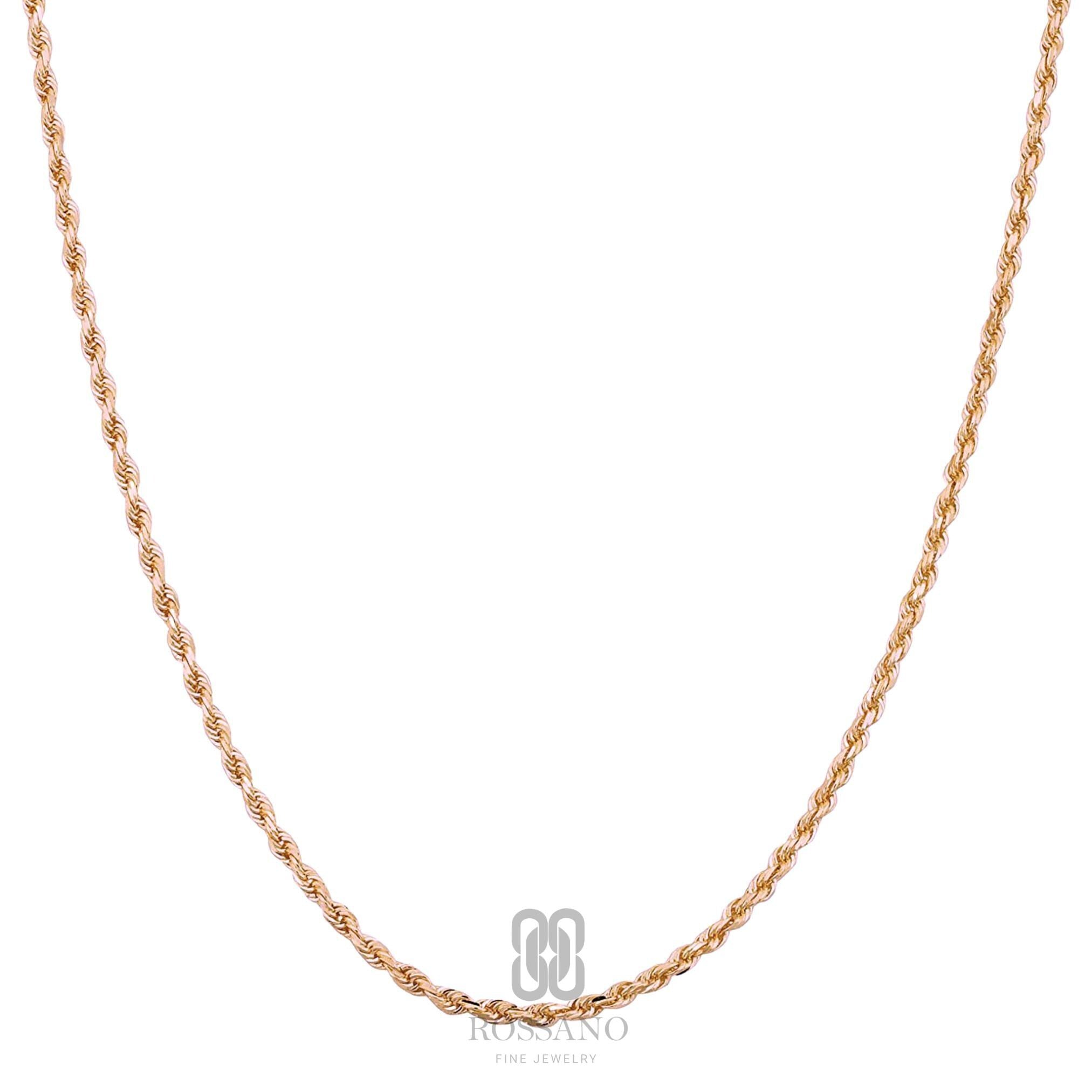 14K Gold Rope Chain Necklace, 2mm 3mm 4mm Twisted Rope Gold Chain, Dainty Rope Necklace, Stackable Choker, Gift for Her