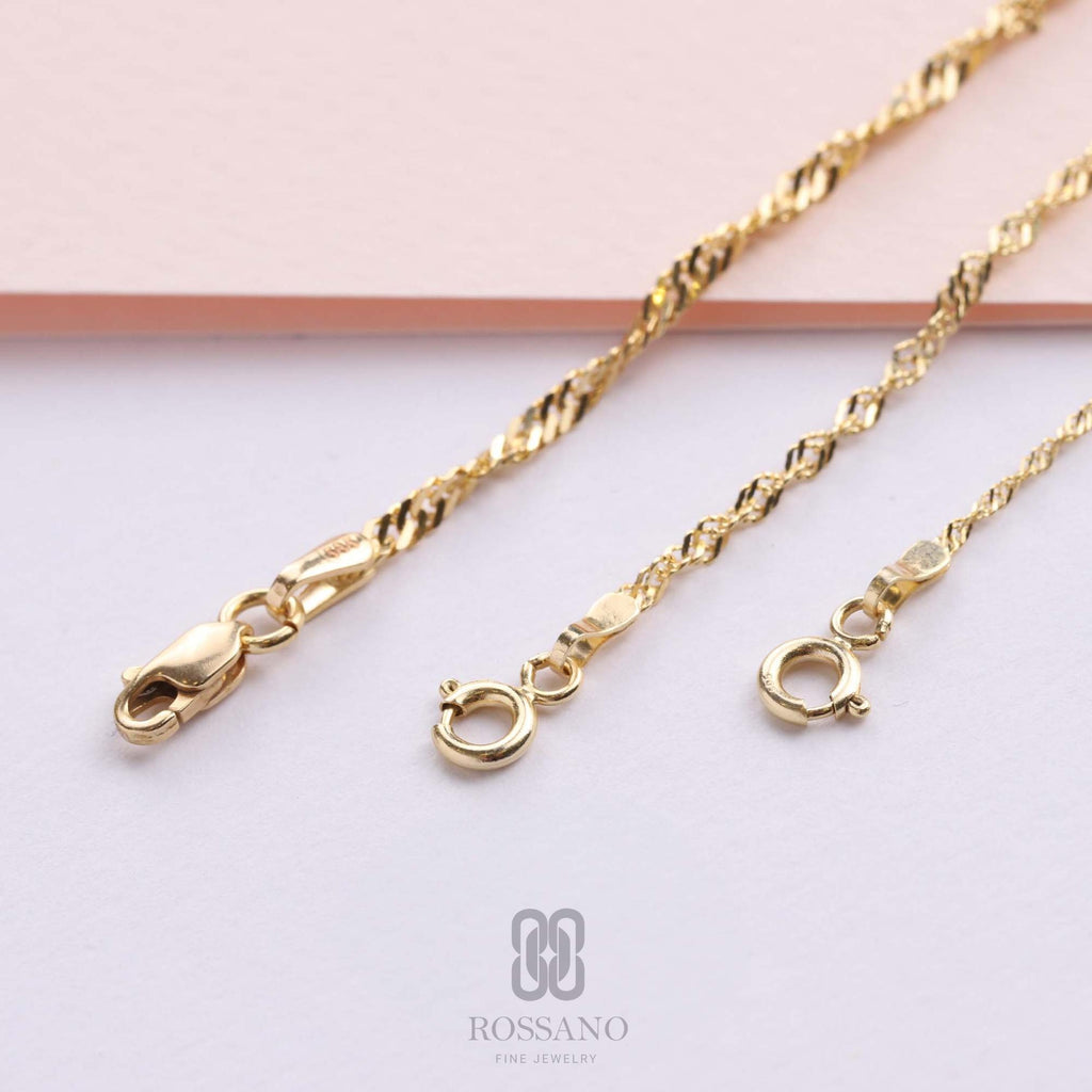 14K Gold Singapore Chain Bracelet, Diamond Cut Twisted Gold Chain, Dainty Rope Style Bracelet, Tiny Twist Bracelet, Gift for Her