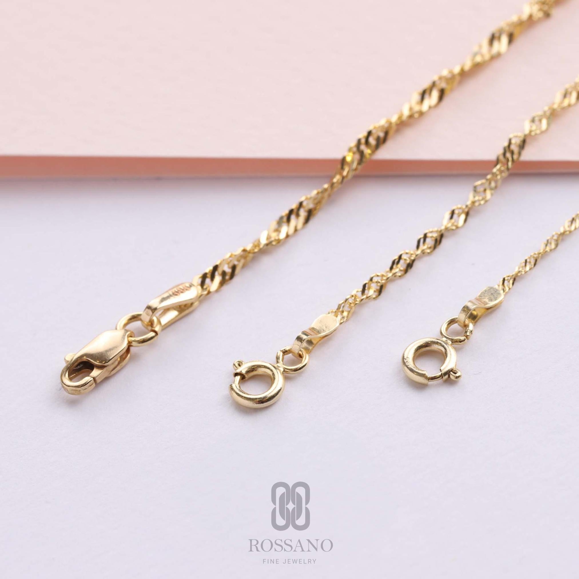 14K Gold Singapore Chain Bracelet, Diamond Cut Twisted Gold Chain, Dainty Rope Style Bracelet, Tiny Twist Bracelet, Gift for Her