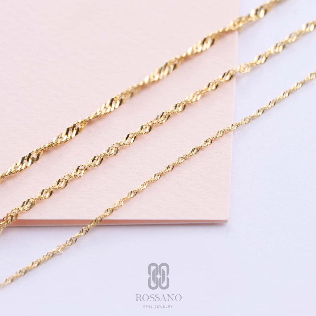 14K Gold Singapore Chain Bracelet, Diamond Cut Twisted Gold Chain, Dainty Rope Style Bracelet, Tiny Twist Bracelet, Gift for Her