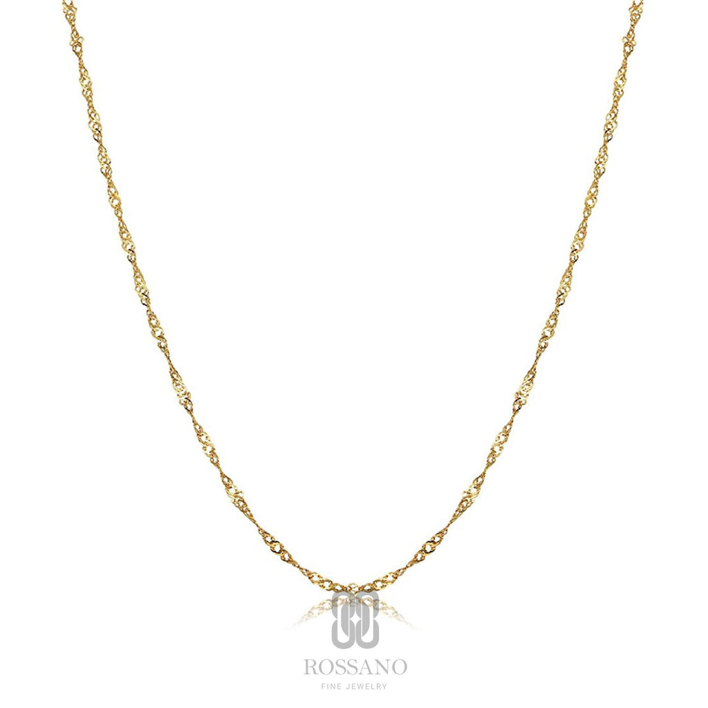 14K Gold Singapore Chain Necklace, Diamond Cut Twisted Gold Choker, Tiny Rope Style Necklace, Dainty Twist Chain, Gift for Her