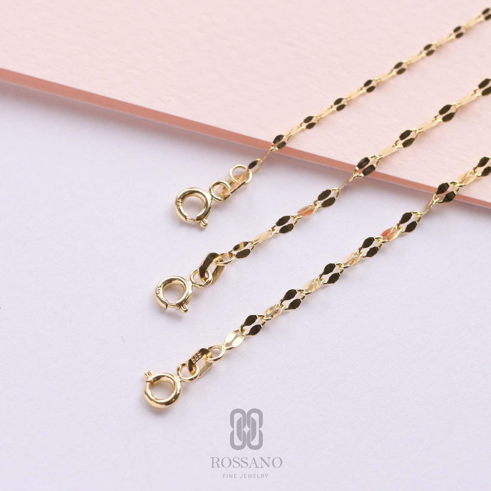 14K Solid Gold Sequin Bracelet, 2mm 3mm 4mm Delicate Gold Chain Bracelet, Minimalist Dainty Handmade Jewelry, Gift for Her