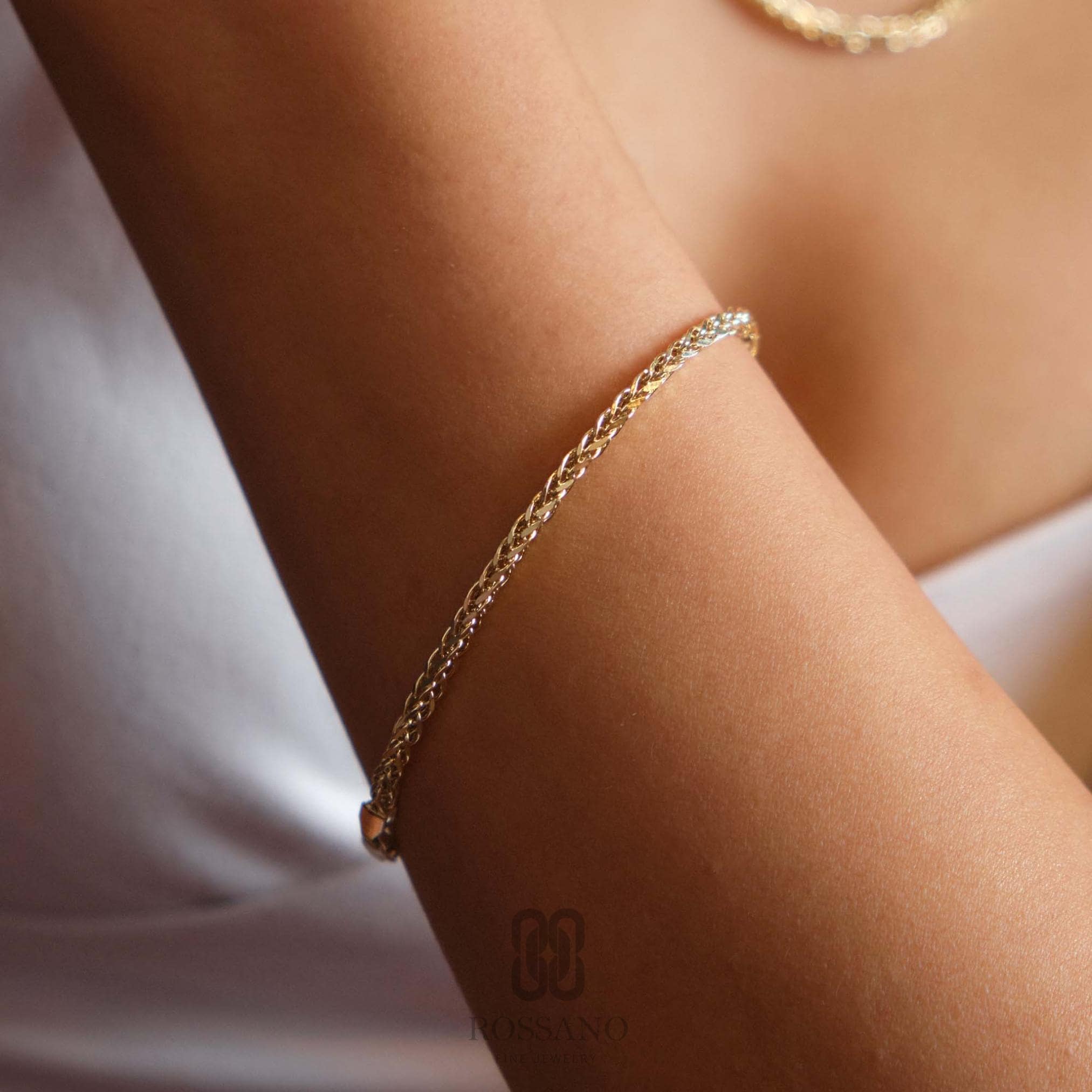 14K Gold Franco Chain Bracelet, 2mm 3mm 4mm Franco Palm Bracelet, Gold Foxtail Wheat Chain, Solid Unisex Jewelry, Gift for Her