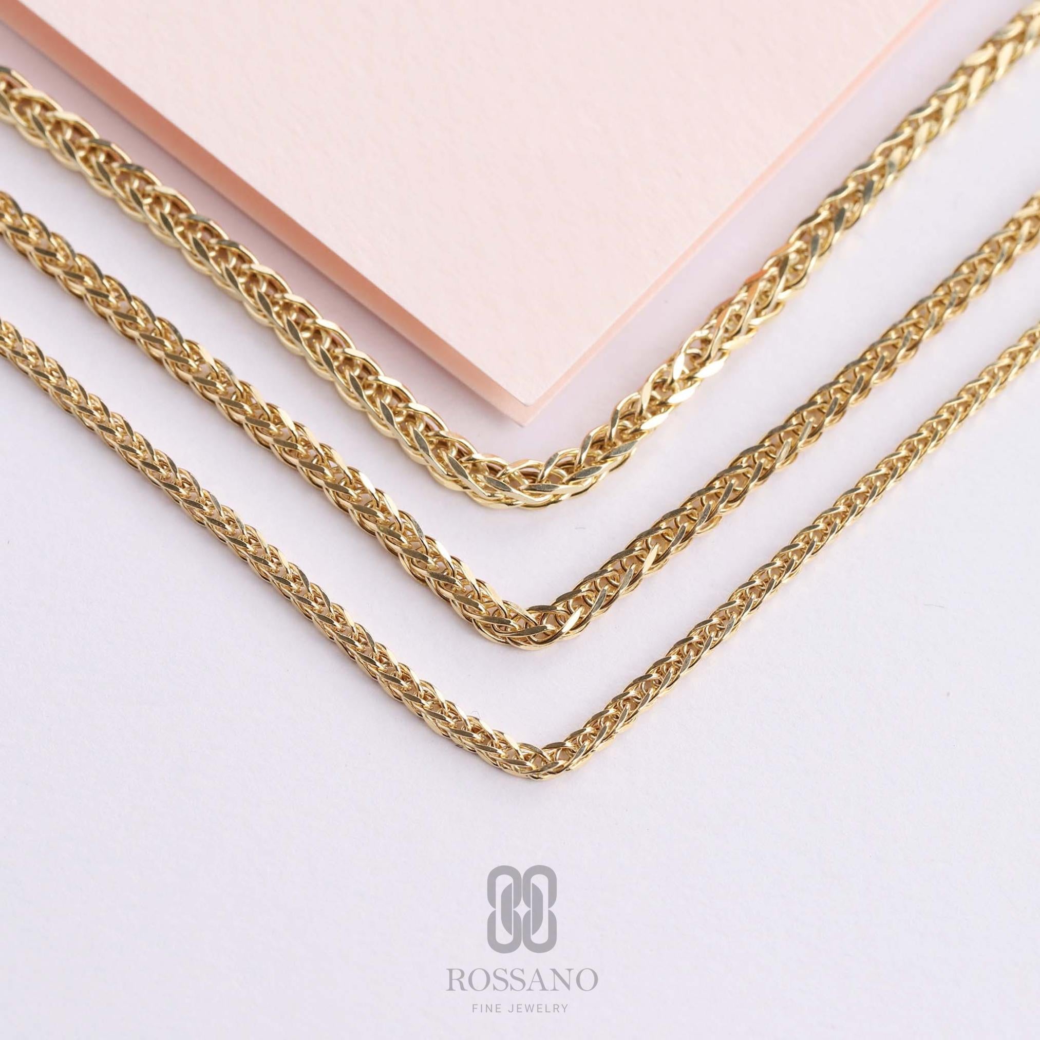 14K Gold Franco Chain Bracelet, 2mm 3mm 4mm Franco Palm Bracelet, Gold Foxtail Wheat Chain, Solid Unisex Jewelry, Gift for Her