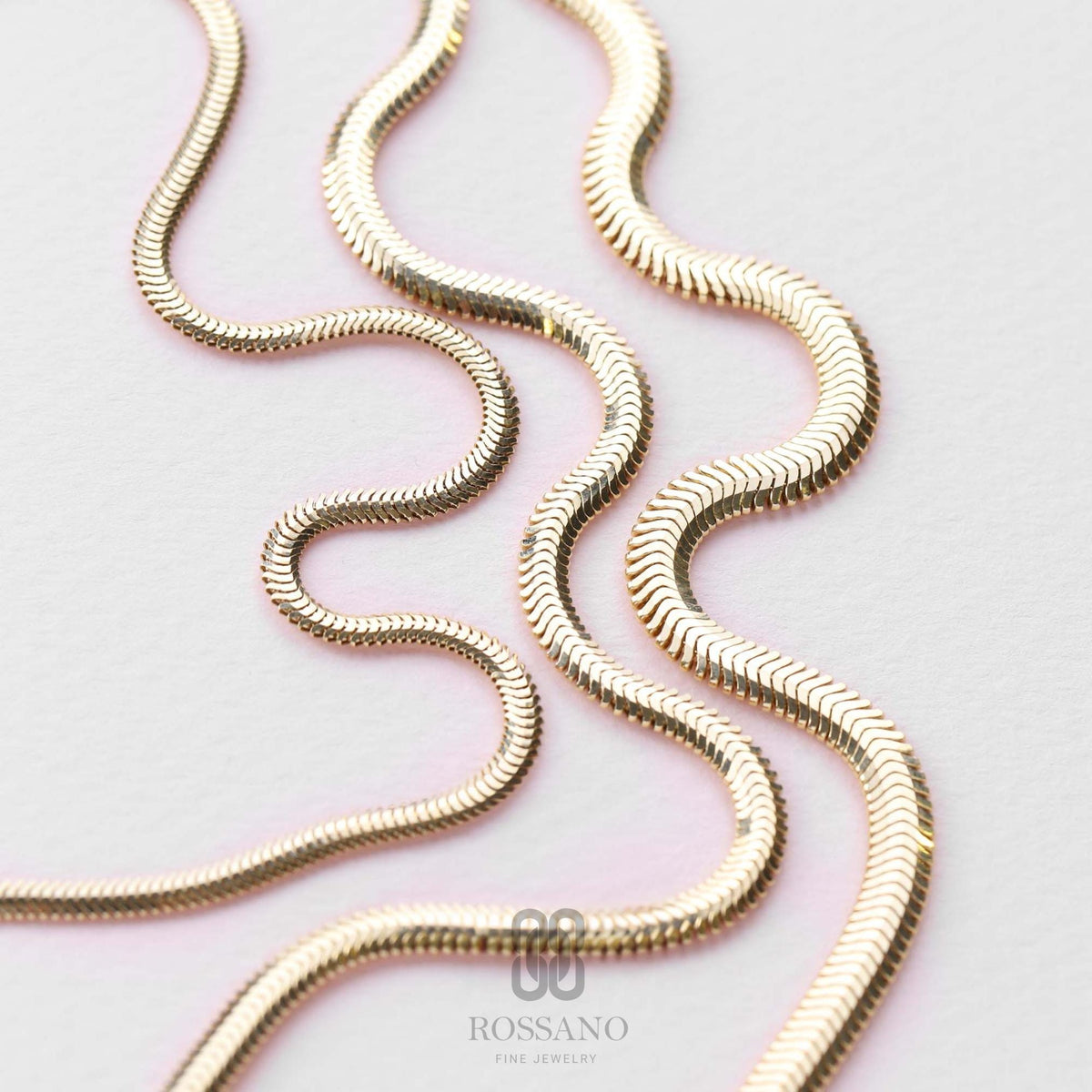 14K Gold Snake Necklace, Italian Herringbone Chain Choker, Flat Snake Gold Chain, Shiny Gold Necklace, Elegant Gift for Her